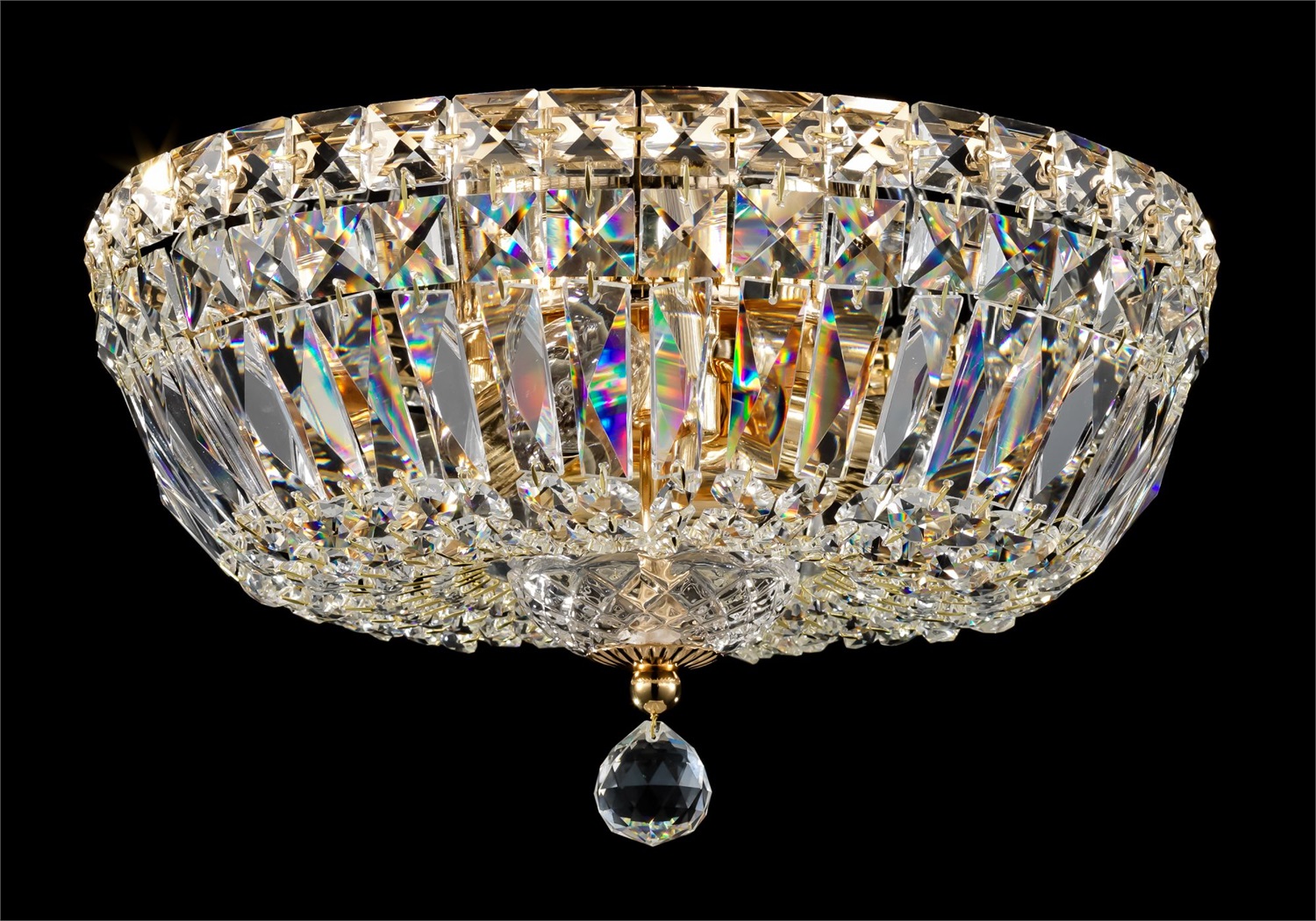 Maytoni Plafoniera Rotonda in Cristallo e Metallo Oro con 3 Luci E14