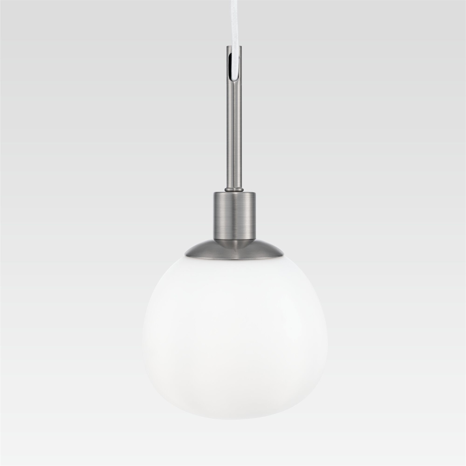 Maytoni Sospensione Contemporanea Erich in Metallo Nichel con Diffusore in Vetro Bianco - Lampada Pendente Regolabile per Cucina e Soggiorno