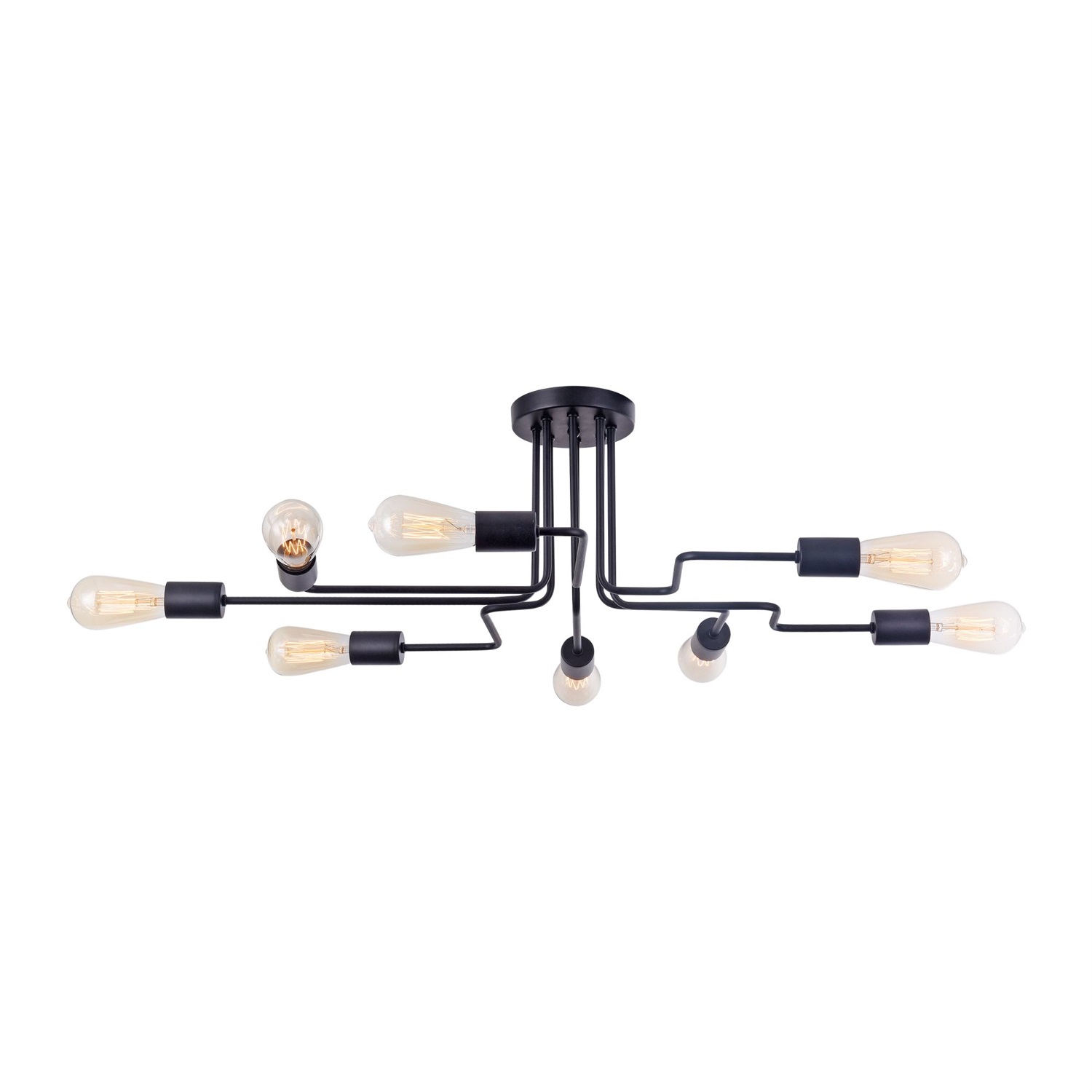 Maytoni Lampadario Industriale da Soffitto 8 Braccia in Metallo Nero, Design Moderno, E27 60W