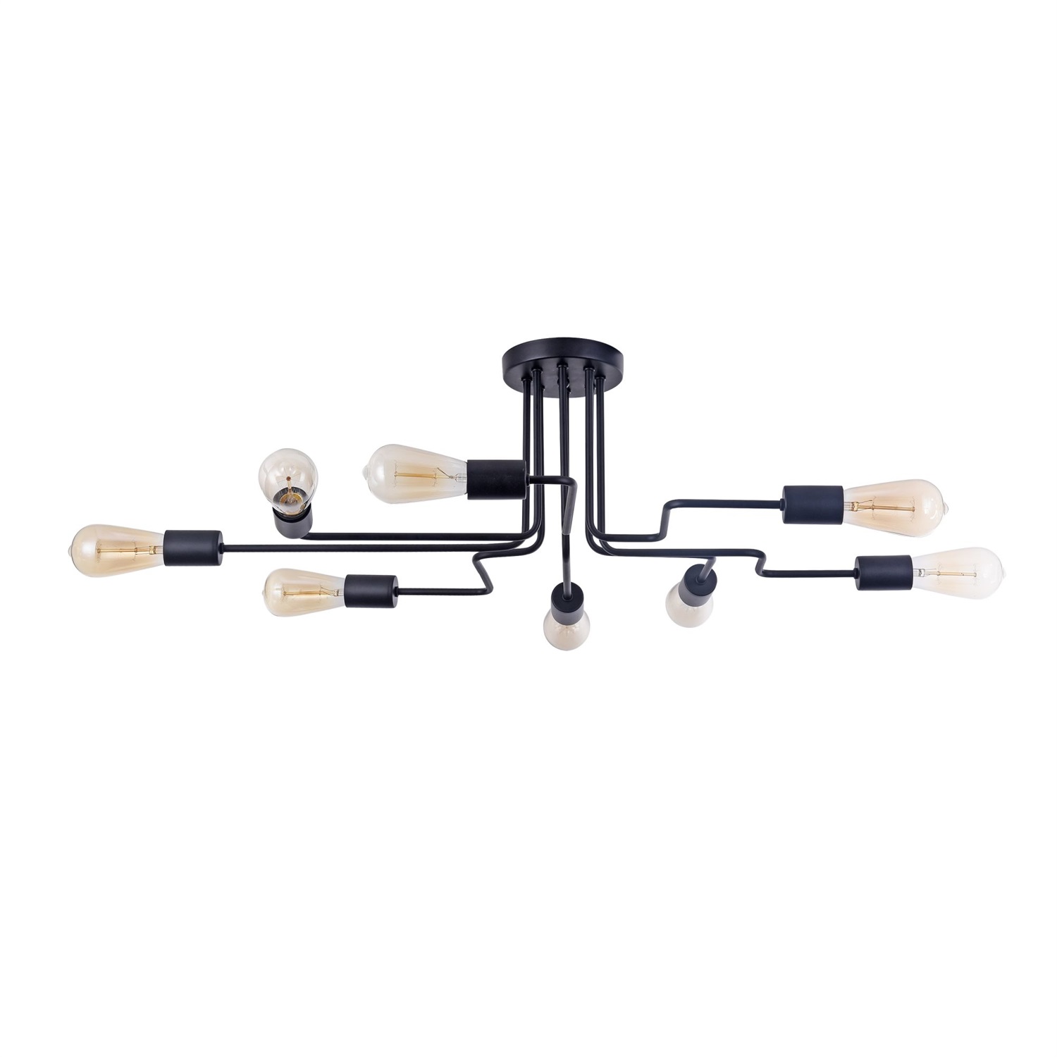 Maytoni Lampadario Industriale da Soffitto 8 Braccia in Metallo Nero, Design Moderno, E27 60W