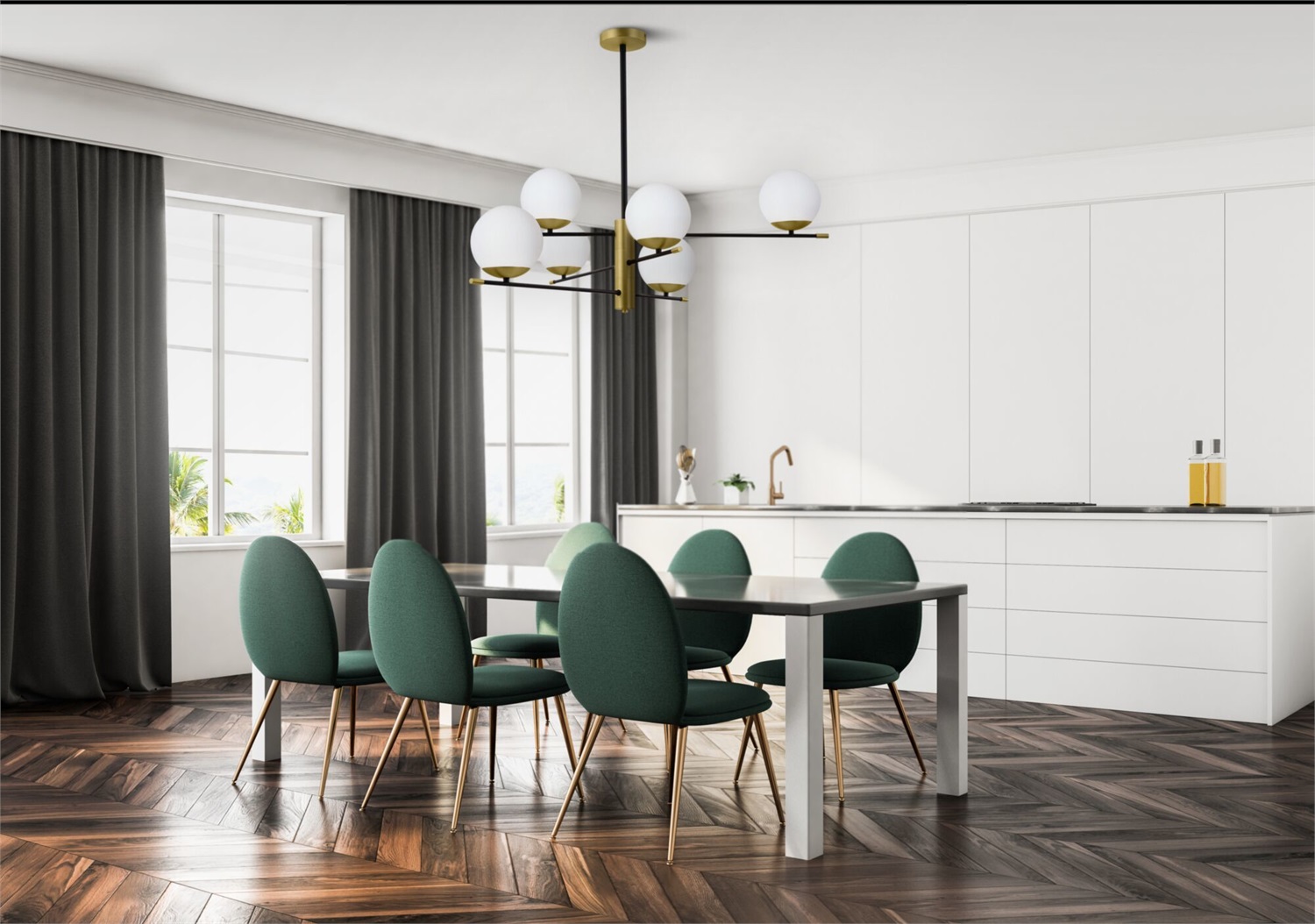 Maytoni Lampadario Pendente Moderno Sputnik 6 Luci Oro e Nero con Paralumi in Vetro Bianco Opaco, Altezza Regolabile