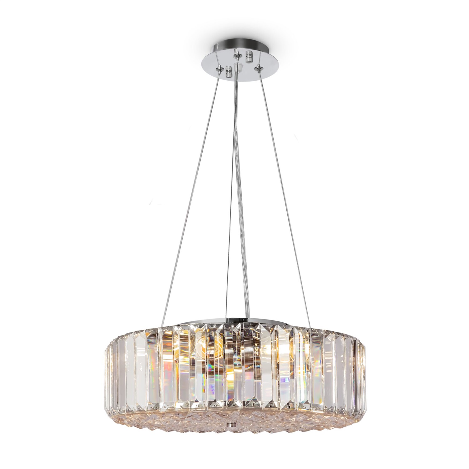 Maytoni Lampada a Sospensione Recinto Moderna in Cristallo e Metallo Cromo, 6 Luci E27, Altezza Regolabile