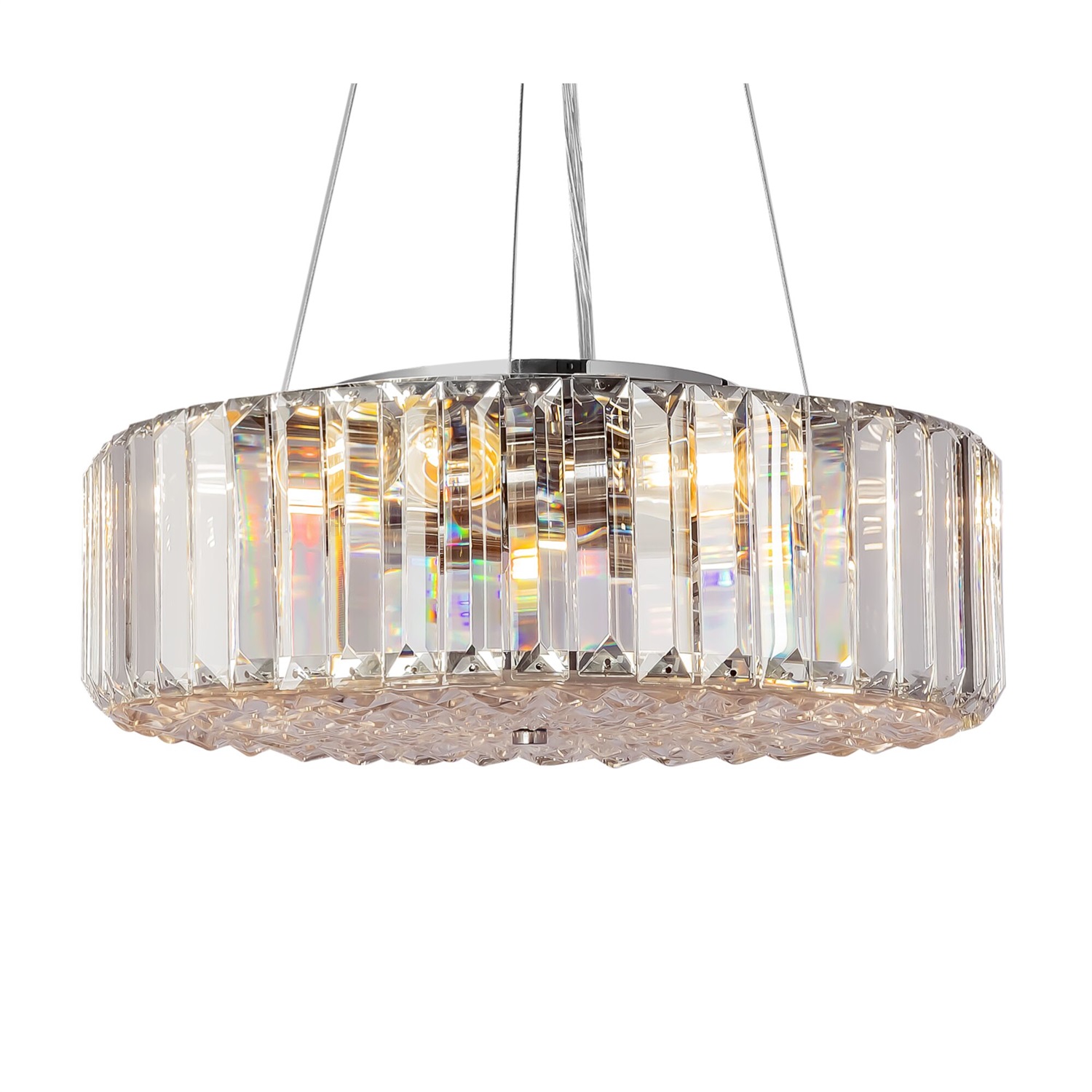 Maytoni Lampada a Sospensione Recinto Moderna in Cristallo e Metallo Cromo, 6 Luci E27, Altezza Regolabile