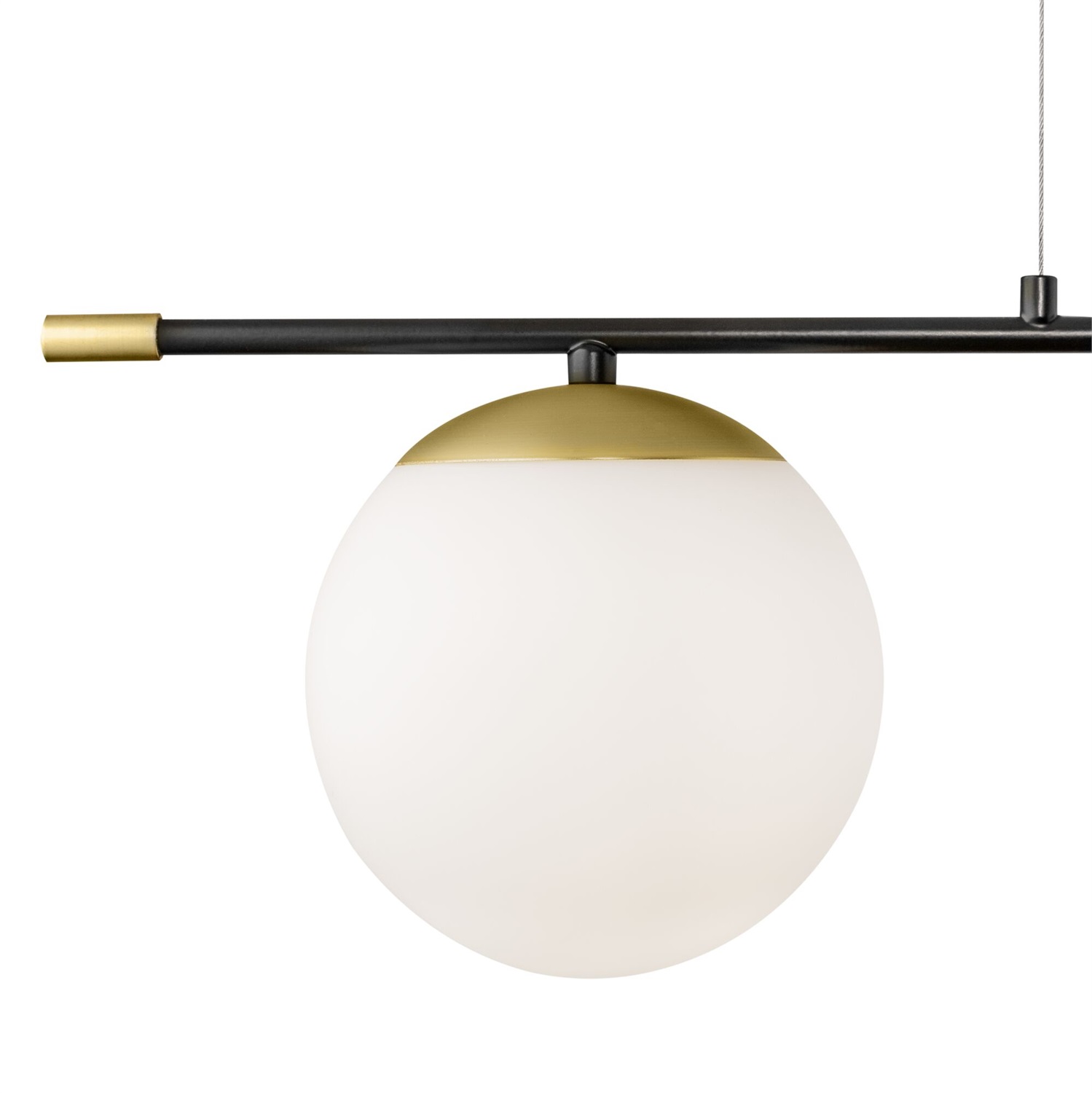 Maytoni Lampada Pendente a Sospensione Serie Nostalgia, Paralumi in Vetro Bianco Opaco, Struttura in Metallo Nero e Oro, 2xE14, Altezza 76 cm, Lunghezza 95 cm, Diametro Paralume 15 cm