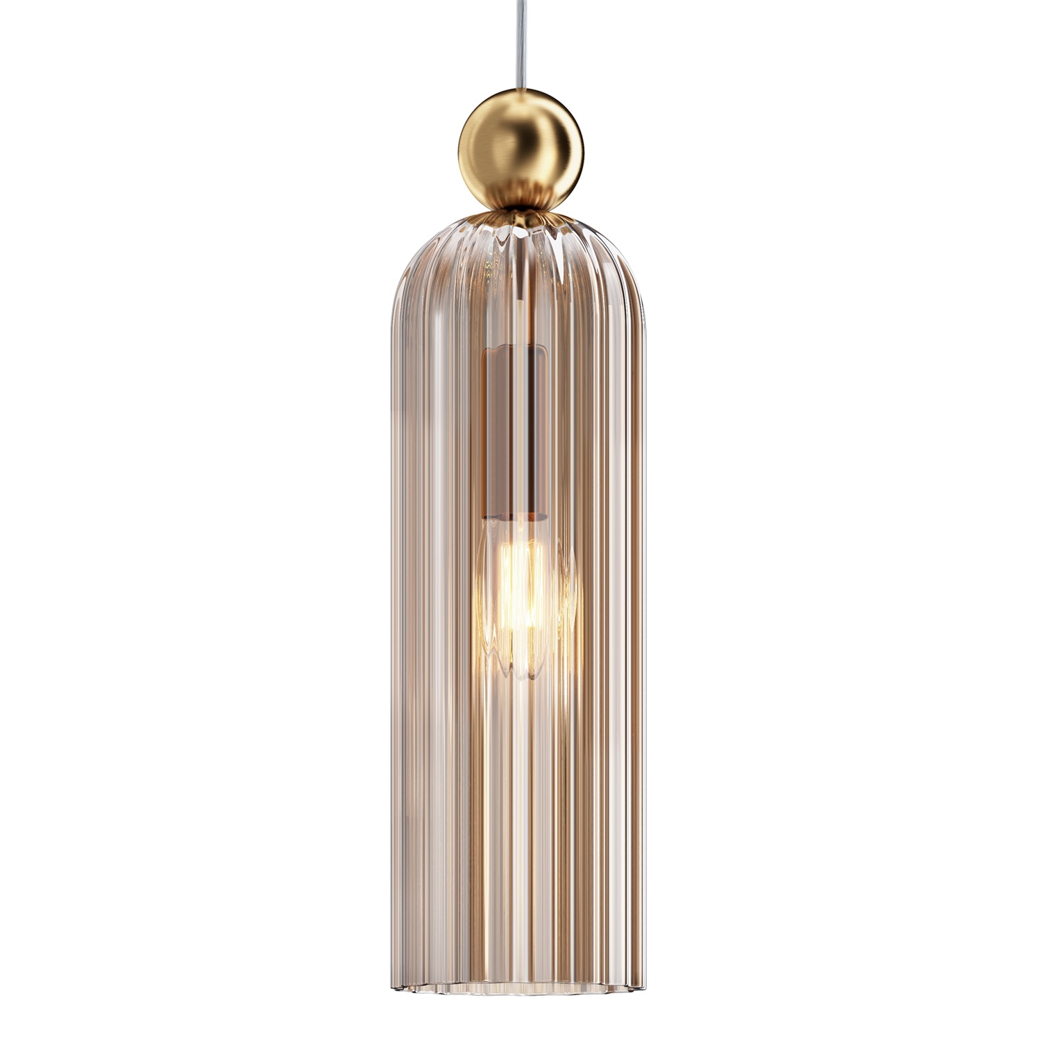 Maytoni MOD302PL-01CG Plafoniera Moderna a Sospensione Slim Oro con Paralume in Vetro Cognac, E14, 1 Luce, Dimmerabile e Regolabile
