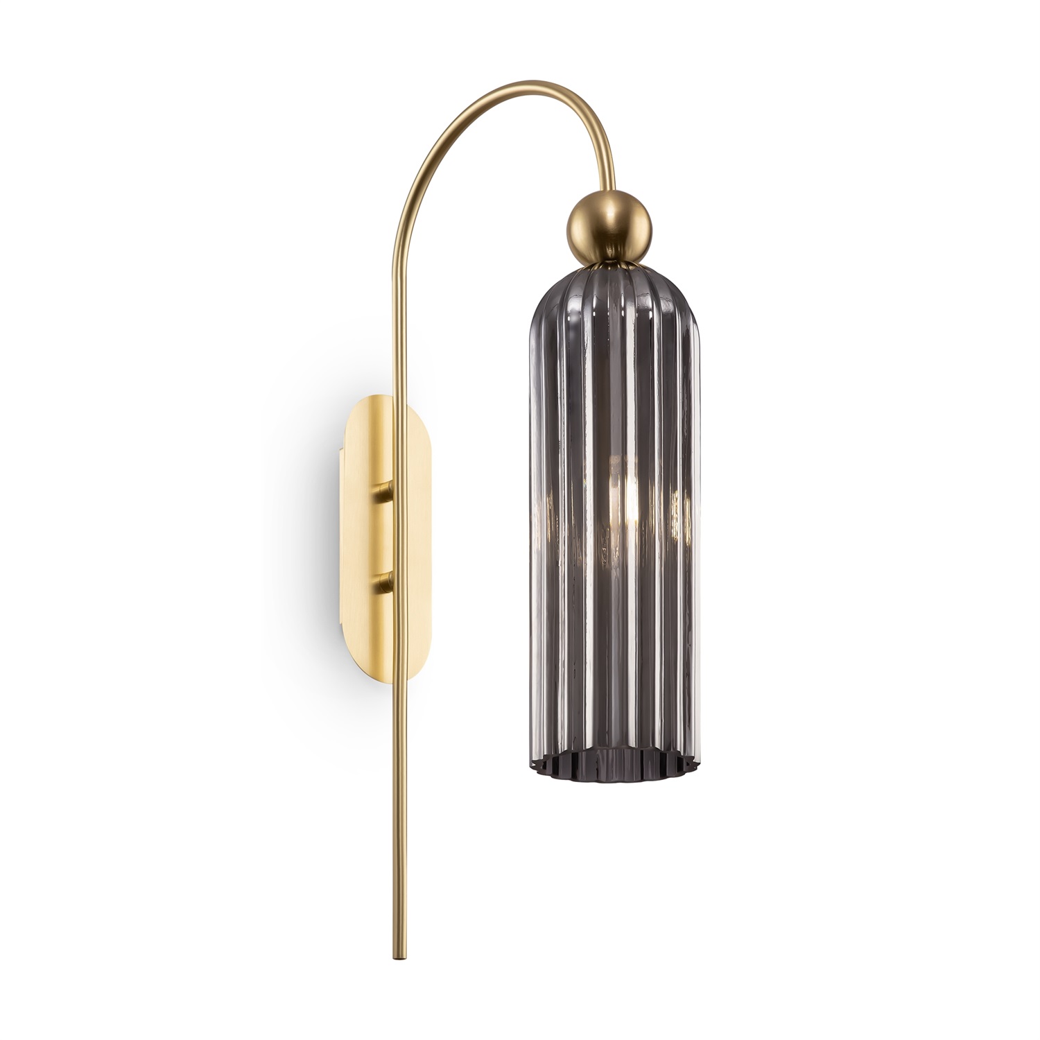 Maytoni MOD302WL-01GR Lampada da Parete Antic in Metallo Oro e Paralume in Vetro Grigio, 1 Luce E14, 40W, Dimmerabile, IP20