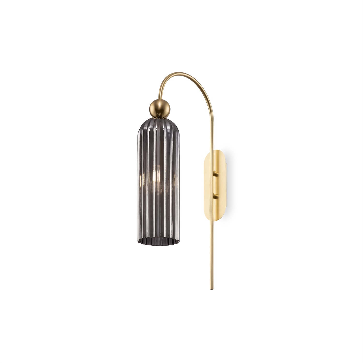 Maytoni MOD302WL-01GR Lampada da Parete Antic in Metallo Oro e Paralume in Vetro Grigio, 1 Luce E14, 40W, Dimmerabile, IP20