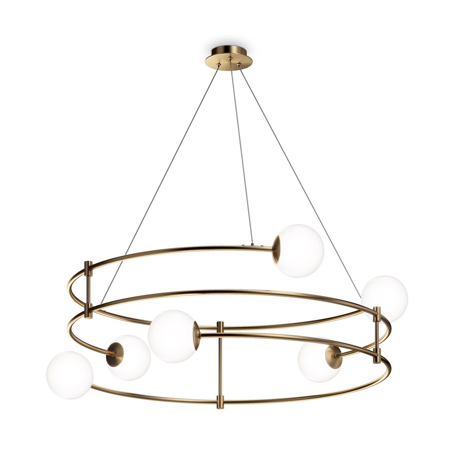 Maytoni Lampadario a Sospensione in Vetro Soffiato e Metallo, 6 Luci, Altezza Regolabile, Design Moderno