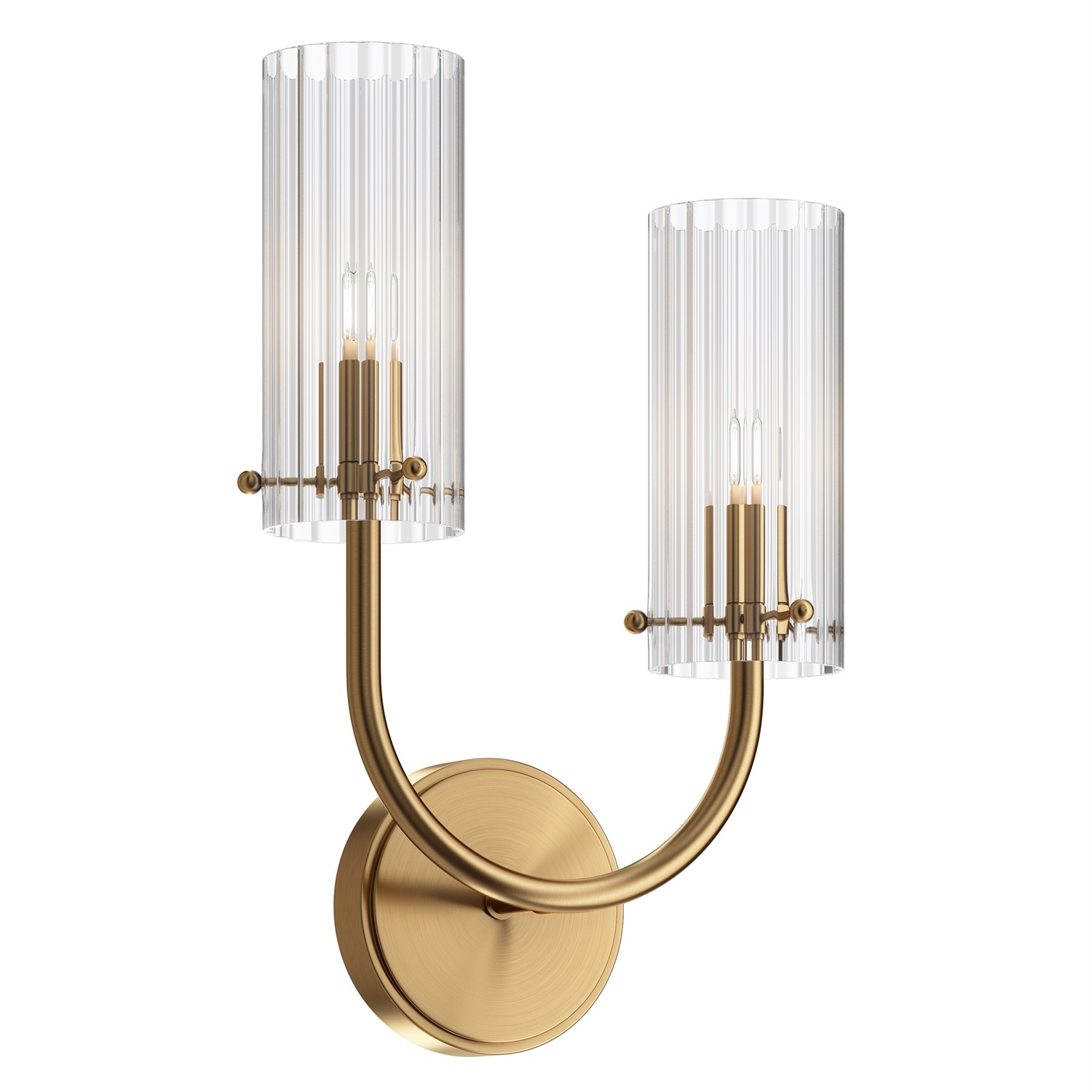 Maytoni MOD223WL-02BS Lampada da Parete NeoClassico 2 luci in Ottone e Vetro, Altezza 38 cm, G9