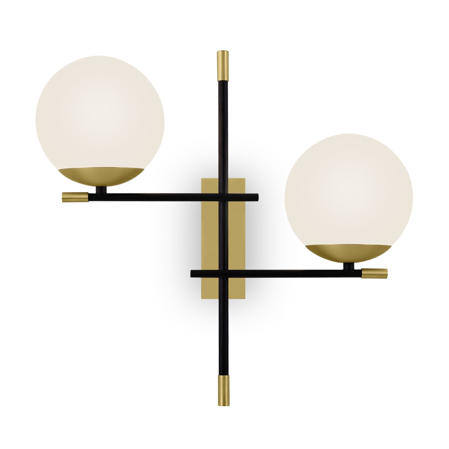 Maytoni Nostalgia Lampada da Parete Moderna a 2 Lampadine E14 40W in Metallo Nero e Oro Opaco con Paralume in Vetro Opaco