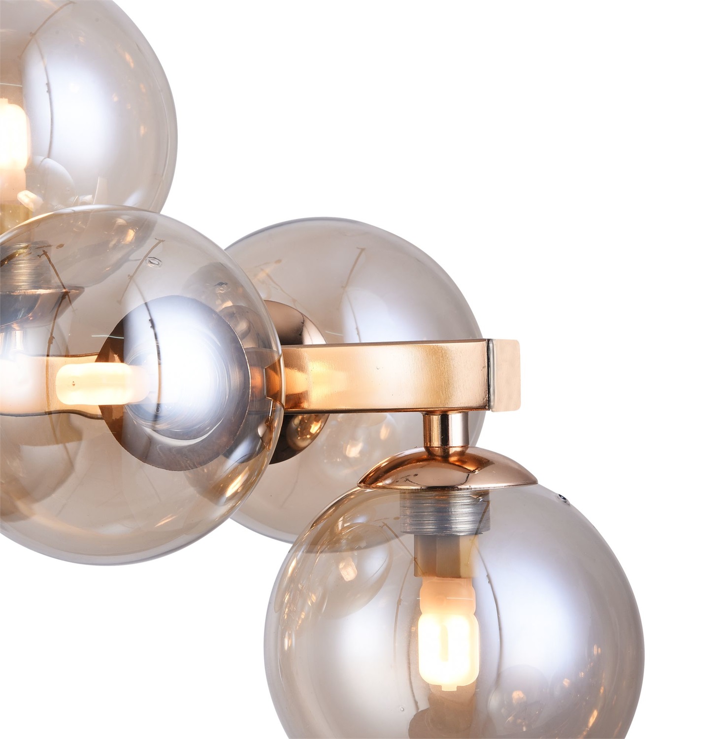 Maytoni Dallas Lampada a Sospensione Moderna G9, 25 Luci, Design in Metallo Oro e Vetro Ambra, Altezza Regolabile