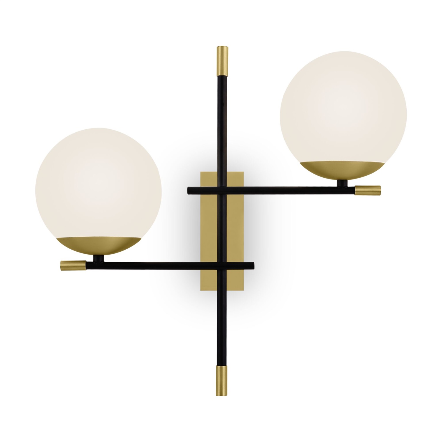Maytoni Nostalgia Applique da Parete 2 Luci in Metallo Nero e Oro Opaco con Diffusore in Vetro Satinato E14