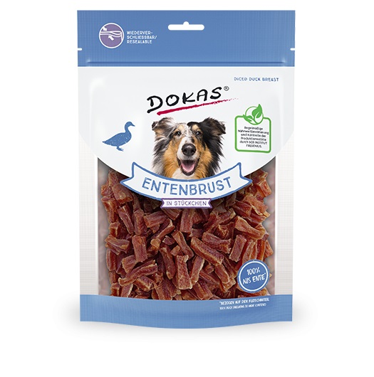 Dokas Snack Premium Petto d'Anatra per Cani - 200 g, Senza Glutine, Ideale per Addestramento e Ricompense