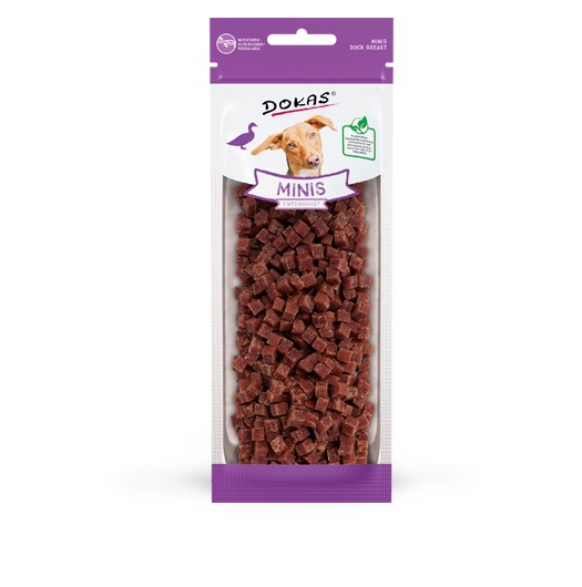 Dokas Snack per Cani - Minis Petto d'Anatra 70 g - Cubetti Extra Piccoli per Training