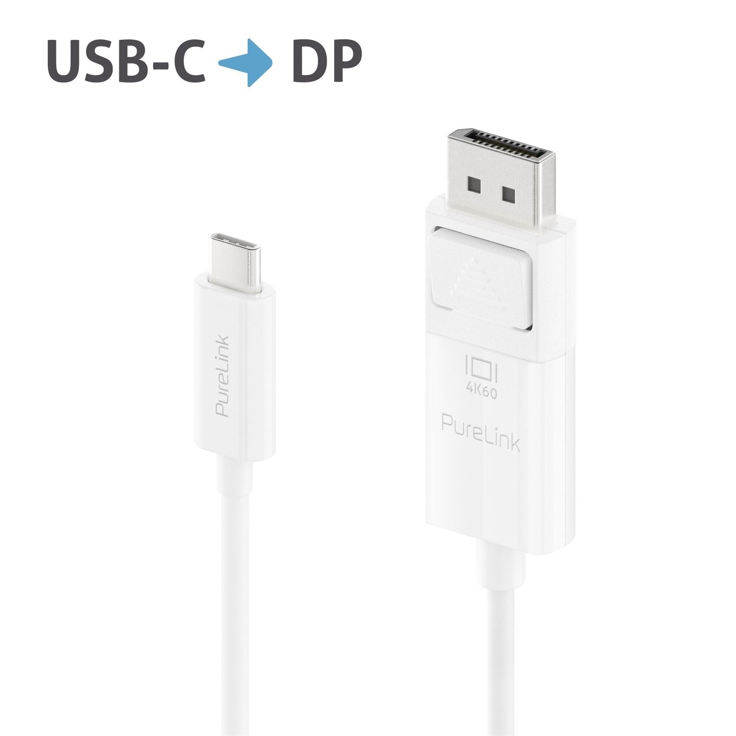 PureLink Cavo USB-C a DisplayPort 4K Ultra HD 60Hz, 2m, contatti placcati in oro, bianco