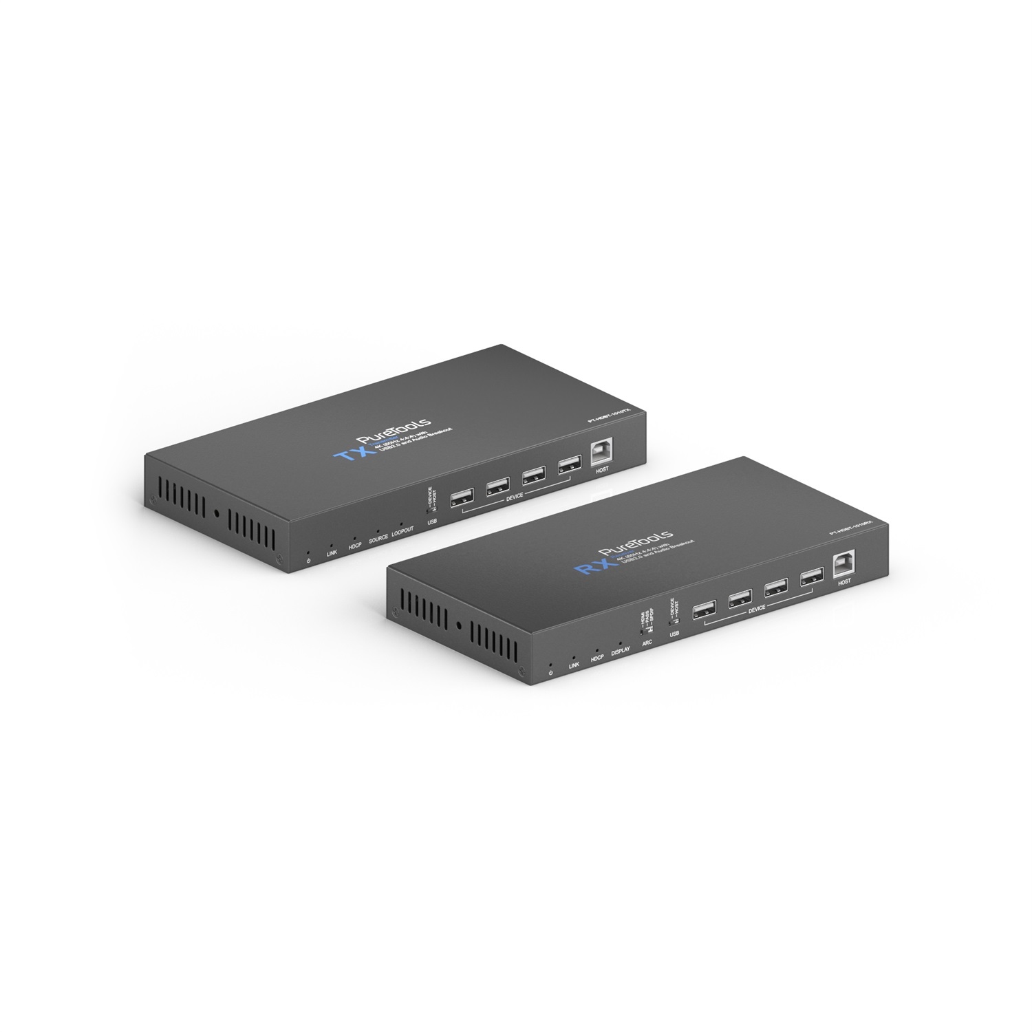 PureTools PT-HDBT-1010 Moltiplicatore AV Trasmettitore e Ricevitore 4K con USB 2.0 e Breakout Audio - Nero