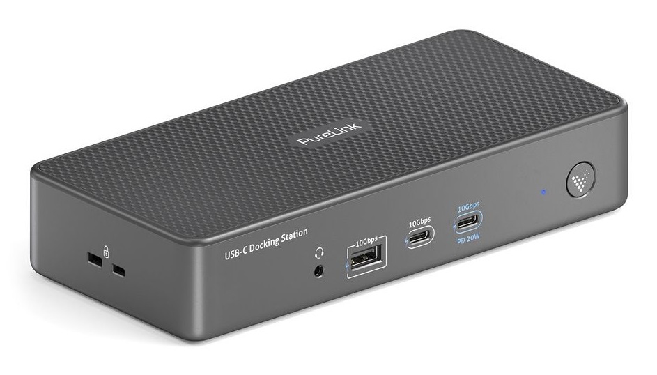 PureLink VL-D210DL Docking Station USB-C 14-in-1 con supporto 4K, ricarica PD 100W, doppio schermo HDMI e DP, 4 porte USB 10Gbps, Gigabit Ethernet - Grigio