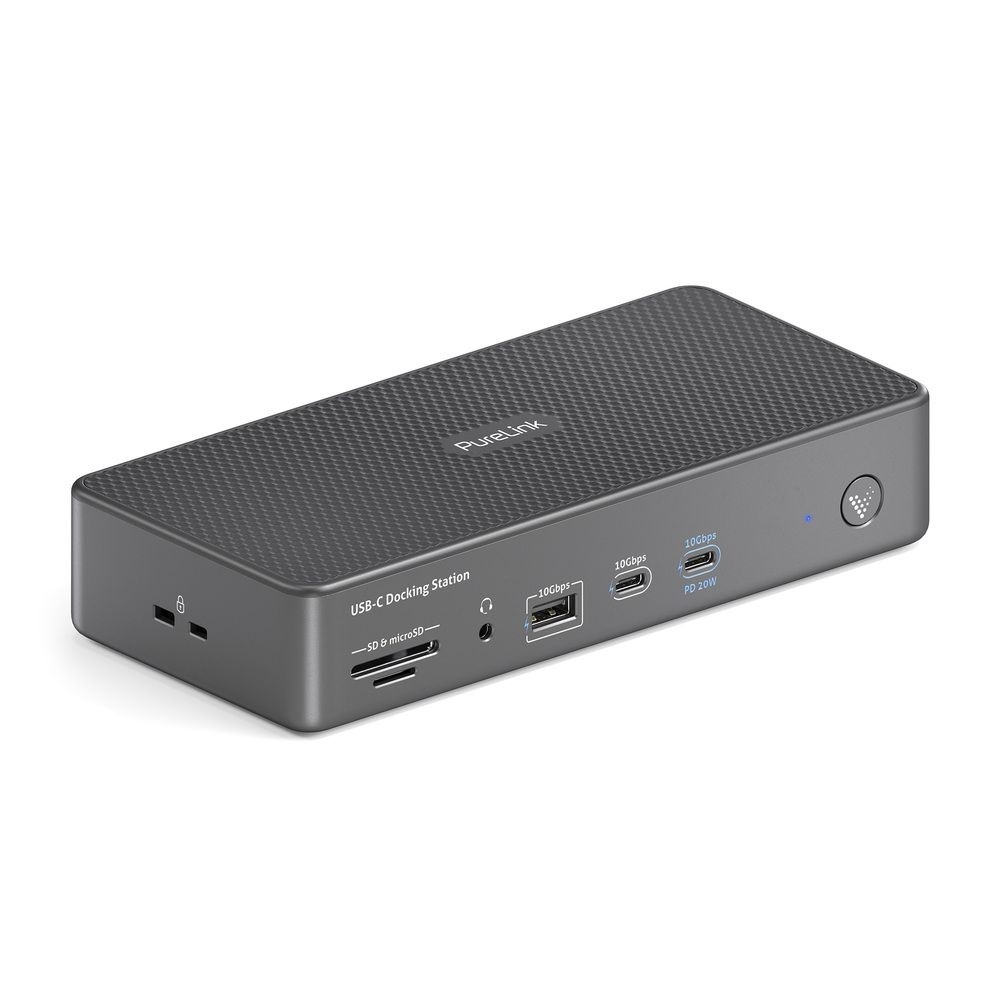 PureLink VL-D220 Docking Station USB-C 15-in-1 con supporto 8K, Cablato USB 3.2 Gen 2, Ricarica PD 100W, Grigio