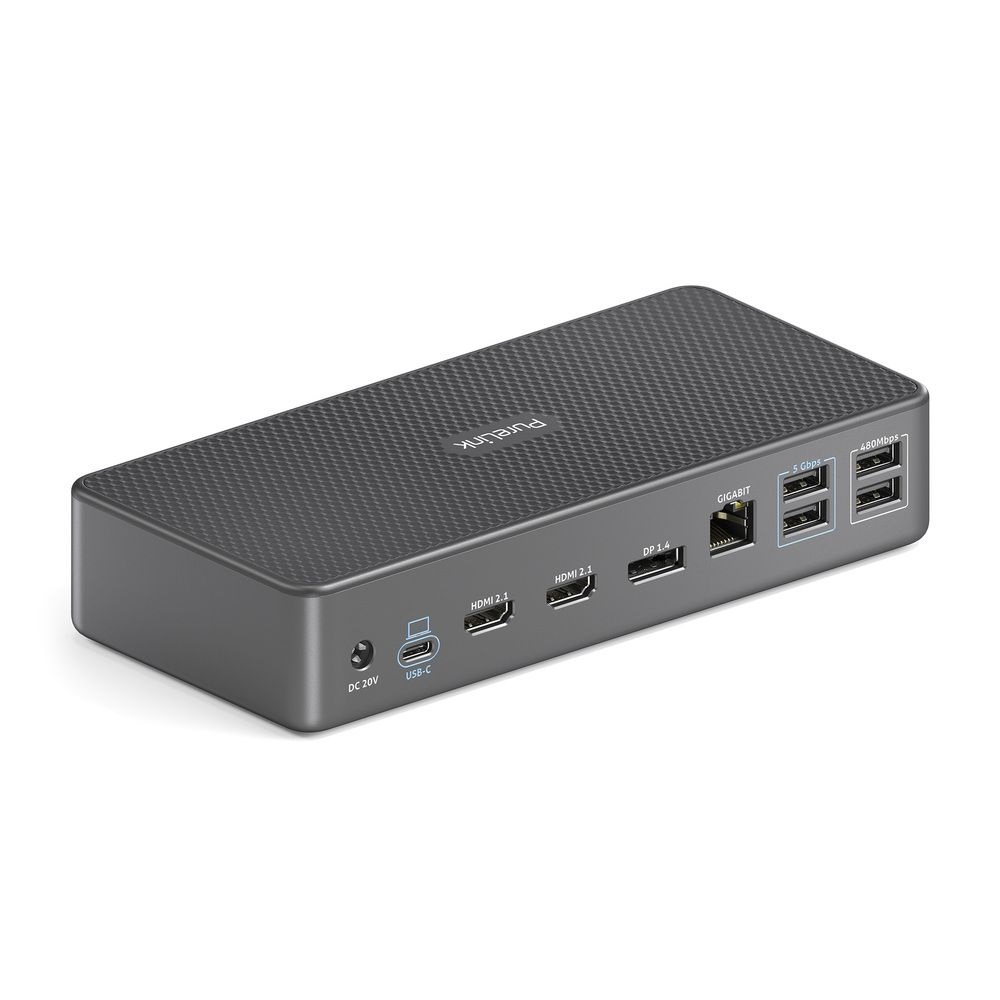 PureLink VL-D220 Docking Station USB-C 15-in-1 con supporto 8K, Cablato USB 3.2 Gen 2, Ricarica PD 100W, Grigio