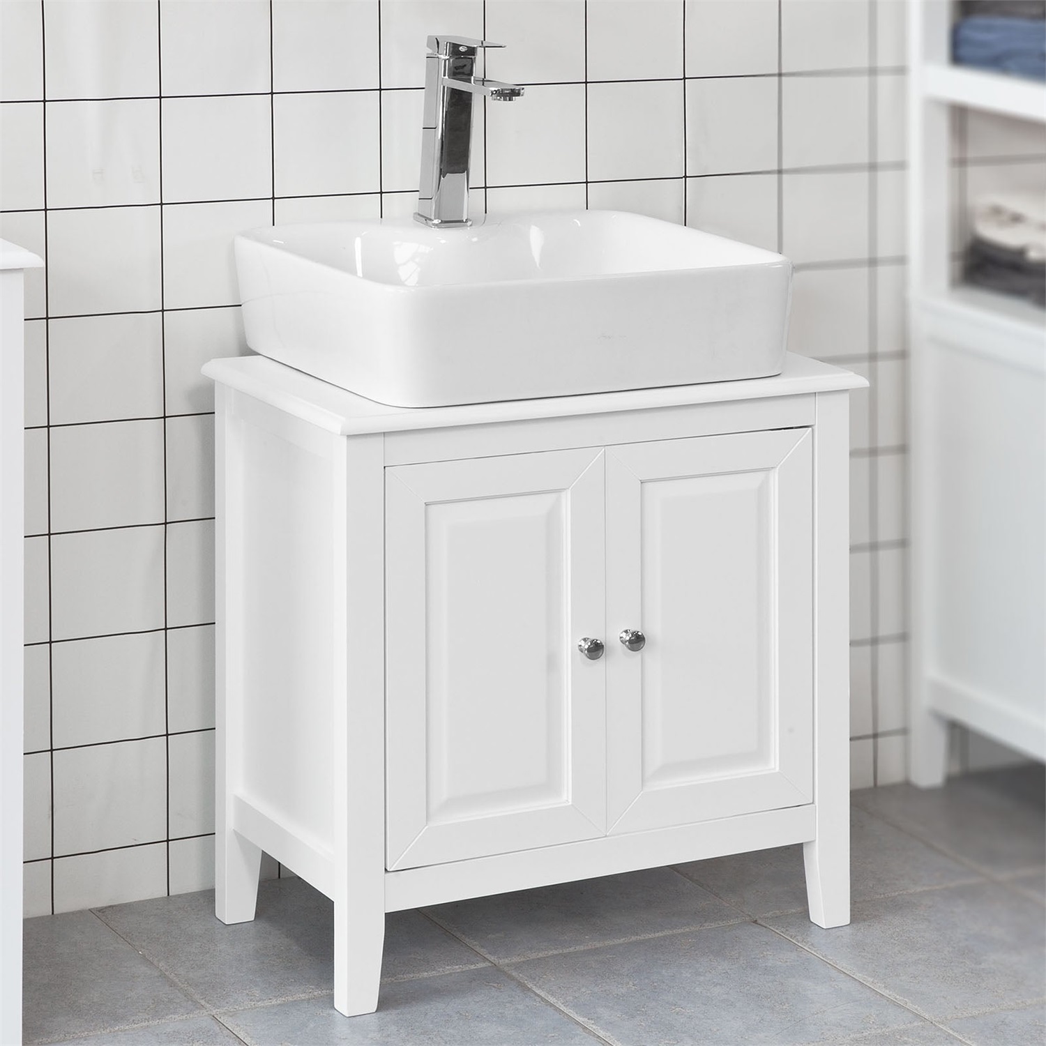 SoBuy FRG202-W Armadietto Sotto Lavabo Bianco in MDF, 60x30x62 cm, Due Ante