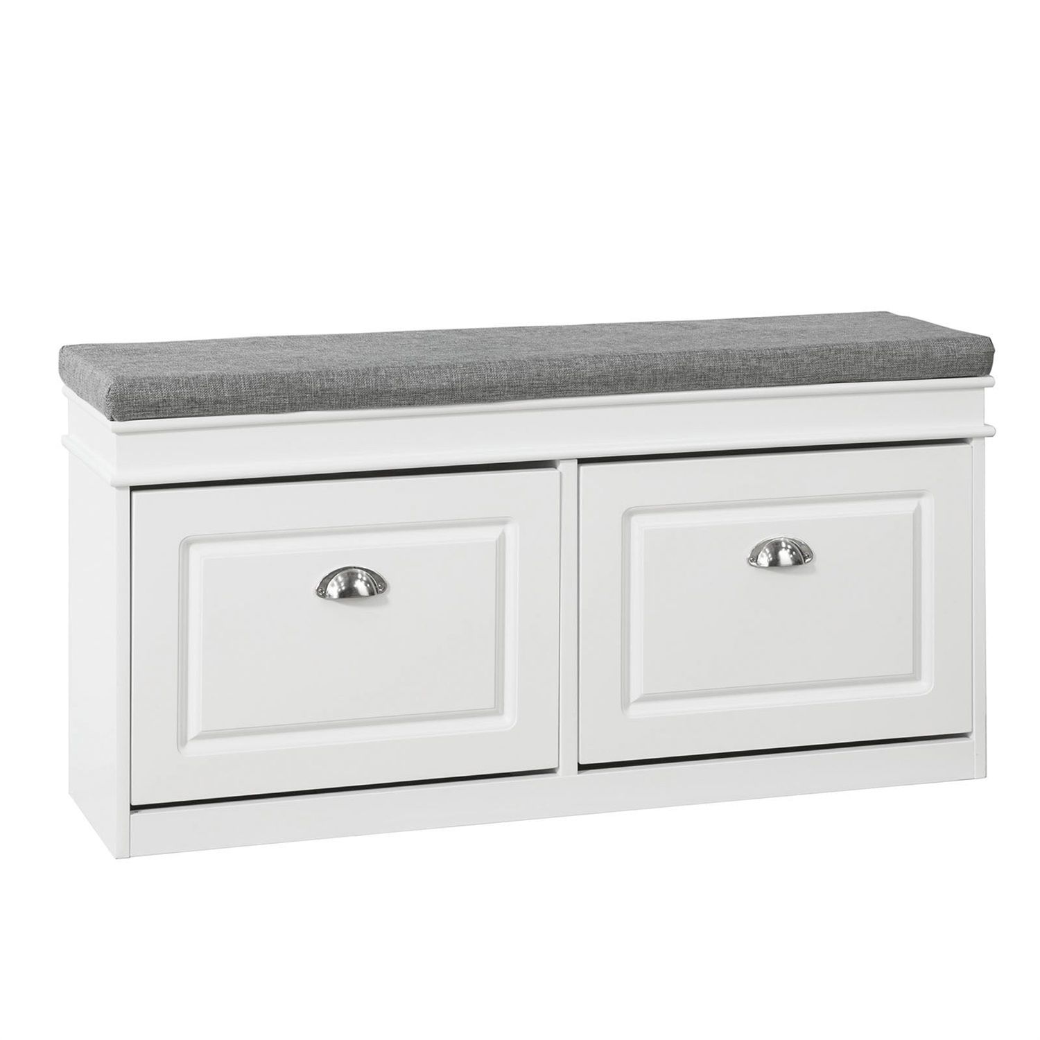 SoBuy FSR64-W Scarpiera Salvaspazio Slim con Panca Contenitore e Cuscino - L104*P24*A52 cm, Bianco