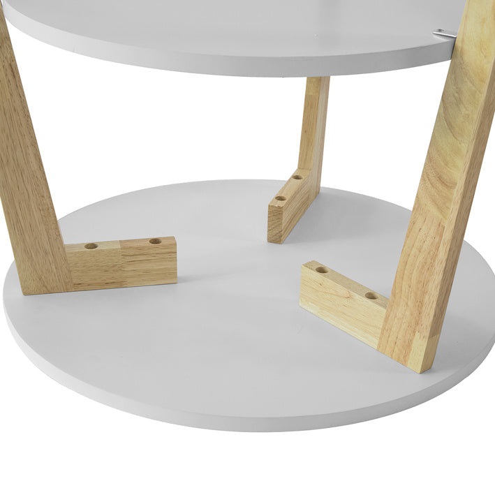 SoBuy FBT75-W Set di 2 Tavolini Nidificanti Rotondi per Soggiorno - Bianco, Grande Ø 50cm e Piccolo Ø 40cm
