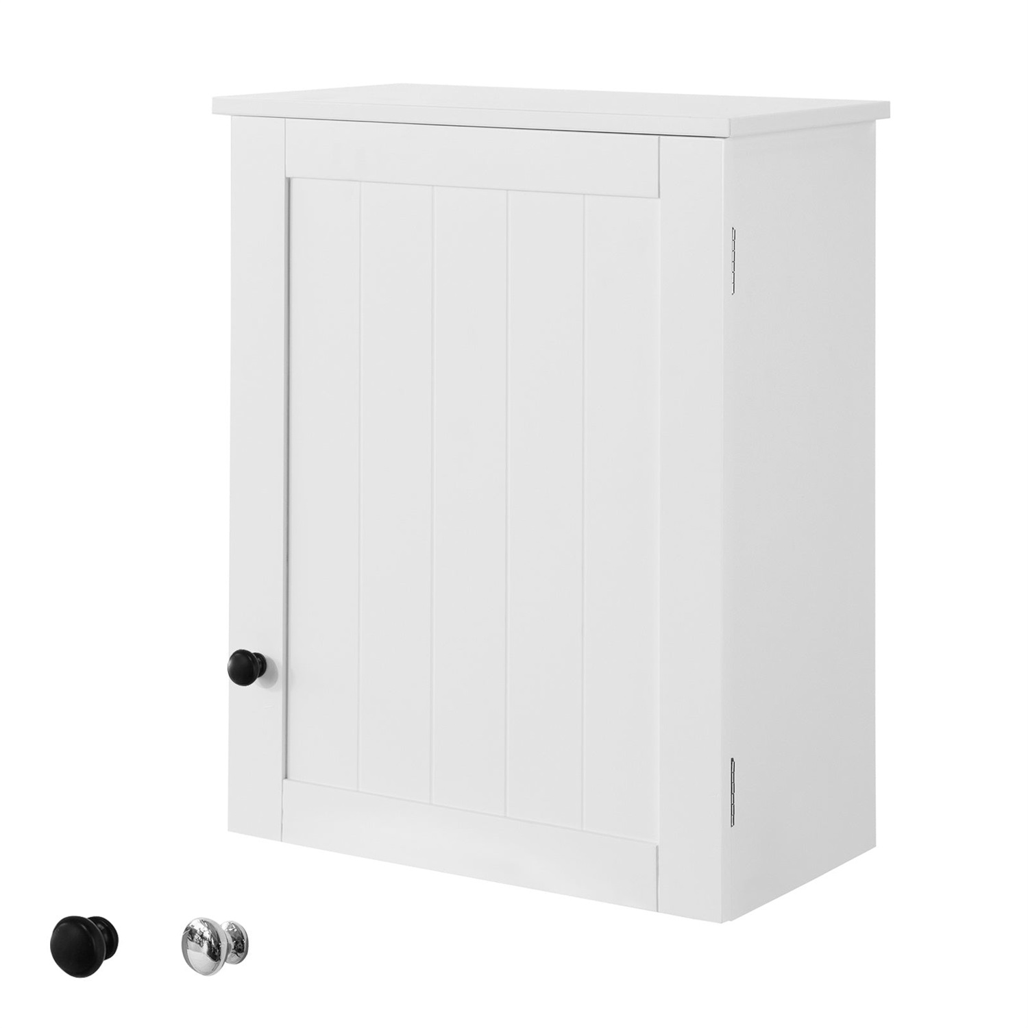 SoBuy Armadio Sospeso BZR19-W Bianco con Anta e Ripiani Regolabili per Bagno e Cucina