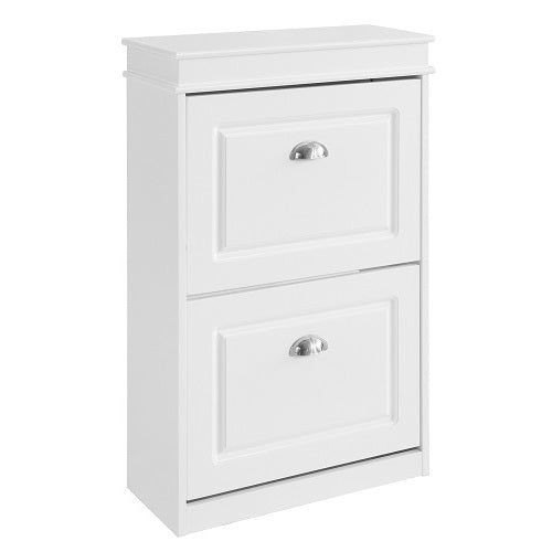 SoBuy FSR78-W Scarpiera Salvaspazio Slim con 2 Ante a Ribalta, Mobiletto per Ingresso, Capacità fino a 8 Paia di Scarpe, Dimensioni 54x24x83 cm