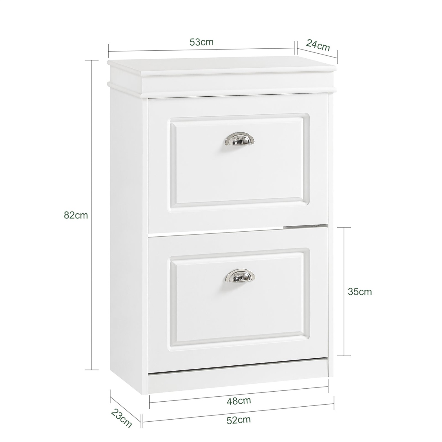 SoBuy FSR78-W Scarpiera Salvaspazio Slim con 2 Ante a Ribalta, Mobiletto per Ingresso, Capacità fino a 8 Paia di Scarpe, Dimensioni 54x24x83 cm