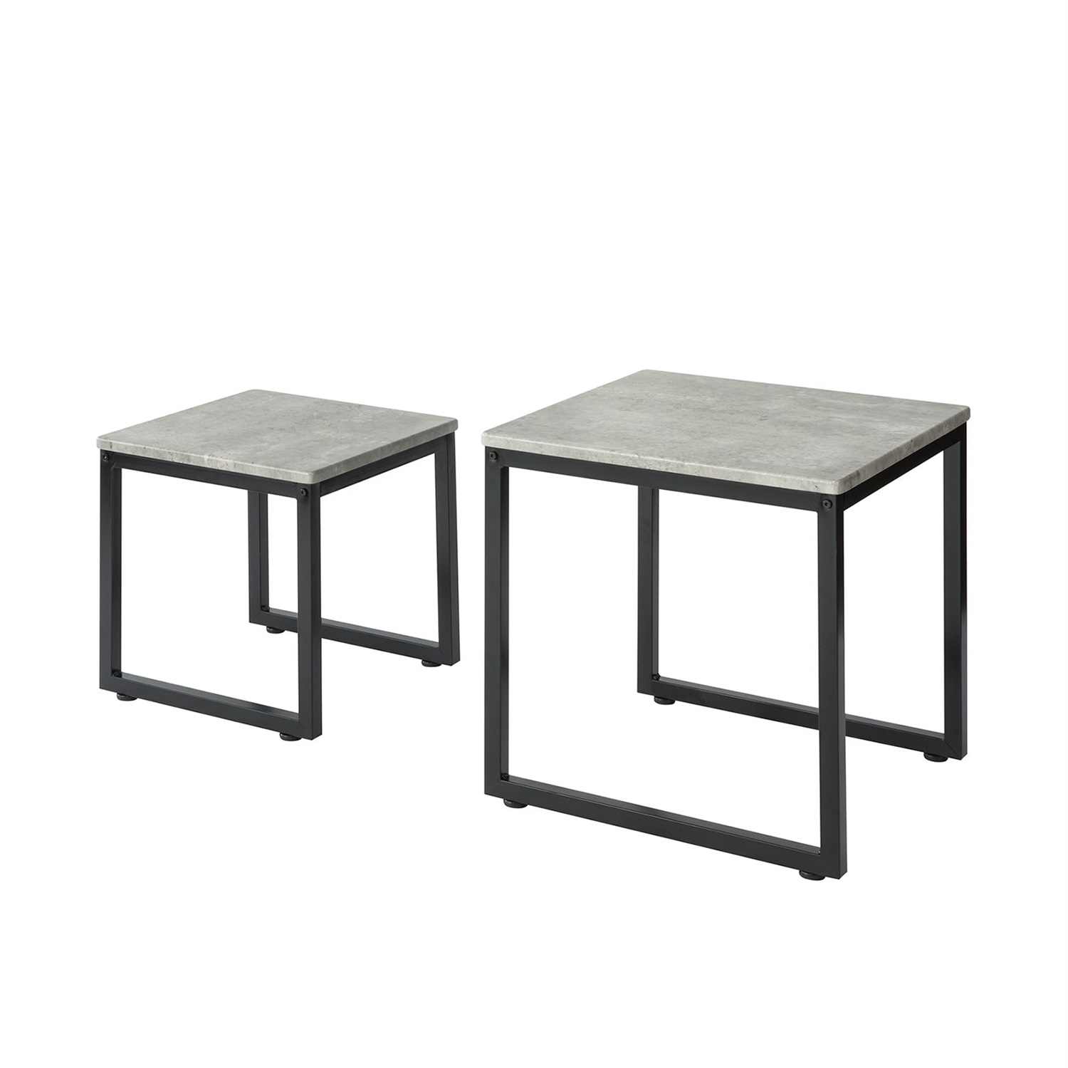 SoBuy Set di 2 Tavolini da Salotto in Ferro e Truciolare - Grigio Scuro, Dimensioni 50x50x50cm e 40x40x40cm