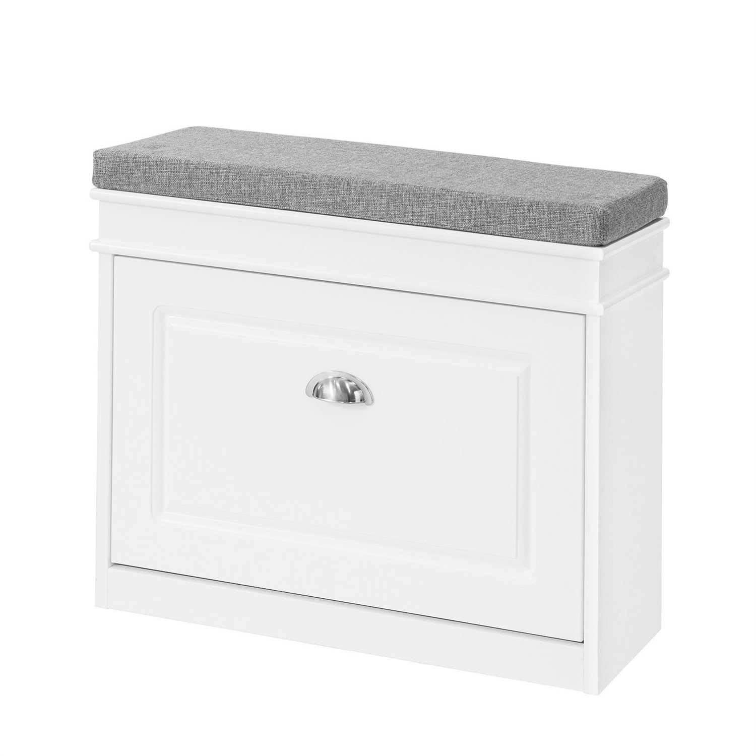 SoBuy Scarpiera Salvaspazio Slim con Seduta - Panca Contenitore in Legno Bianco 60x24x51 cm FSR82-K-W, Capacità 150 kg