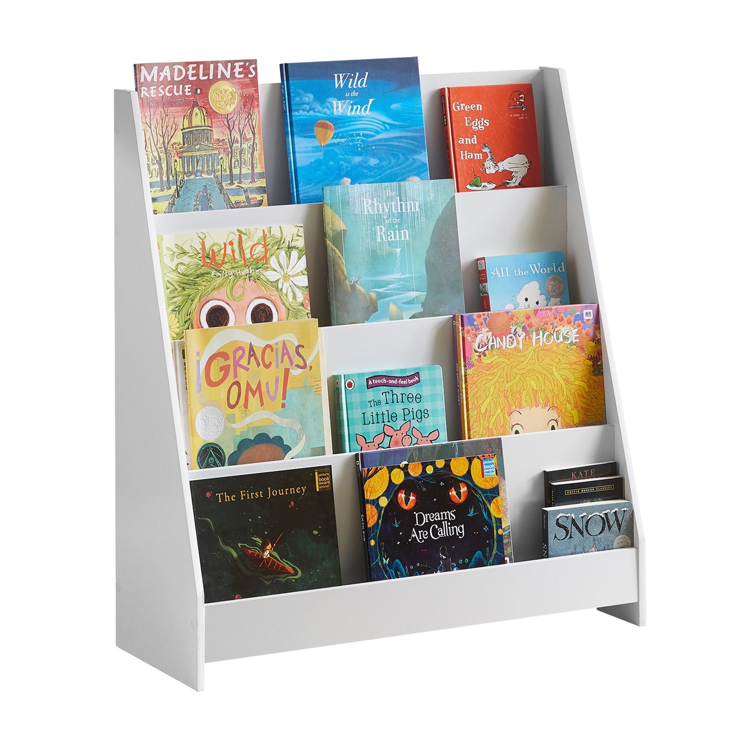 SoBuy KMB32-W Libreria Montessoriana per Bambini - Scaffale Portagiochi con 4 Scomparti - Bianco - 80x30x88 cm