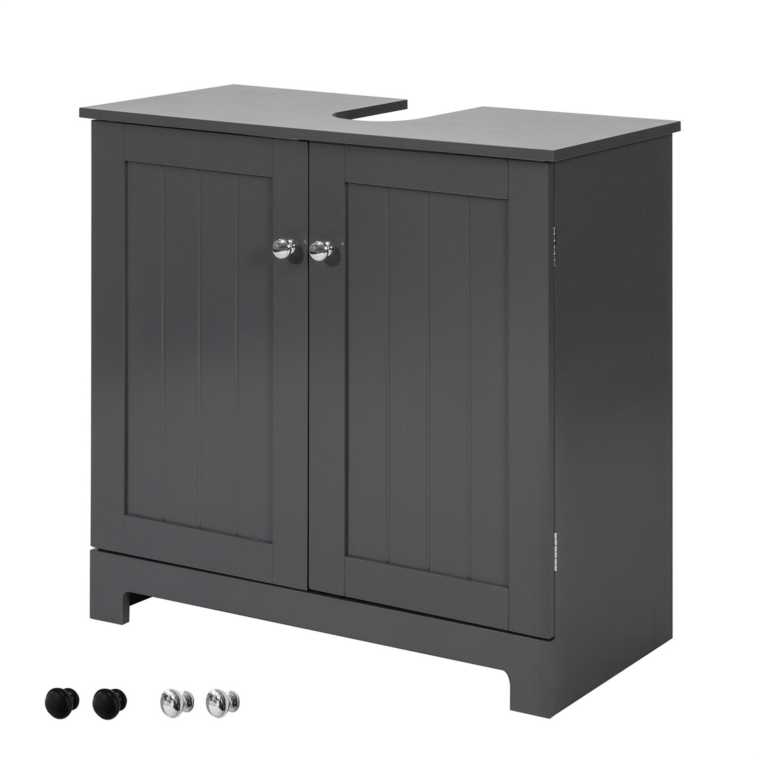 SoBuy Mobile Sottolavabo Bagno in MDF - Armadio Vanità Salvaspazio 60x60x29 cm con Ante e Ripiano Regolabile