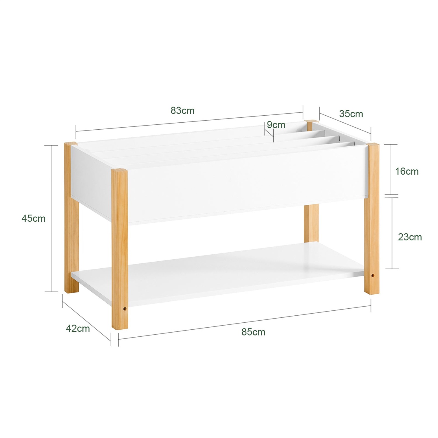 SoBuy KMB35-W Scaffale per Bambini Bianco con Vani Portaoggetti e Leggio per Libri