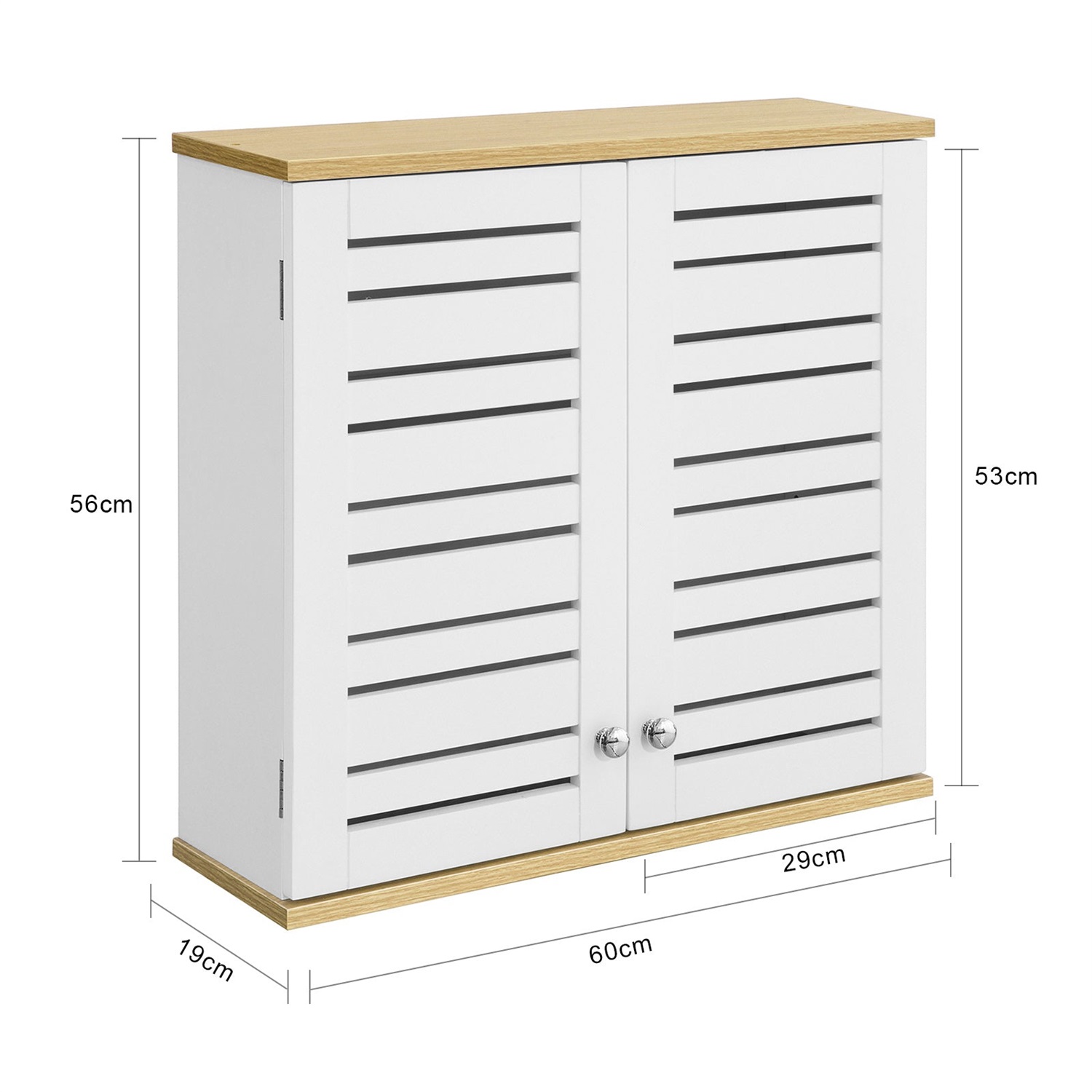 SoBuy BZR42-W Armadio Sospeso Bianco con Ante a Doghe e Ripiani Regolabili per Cucina e Bagno