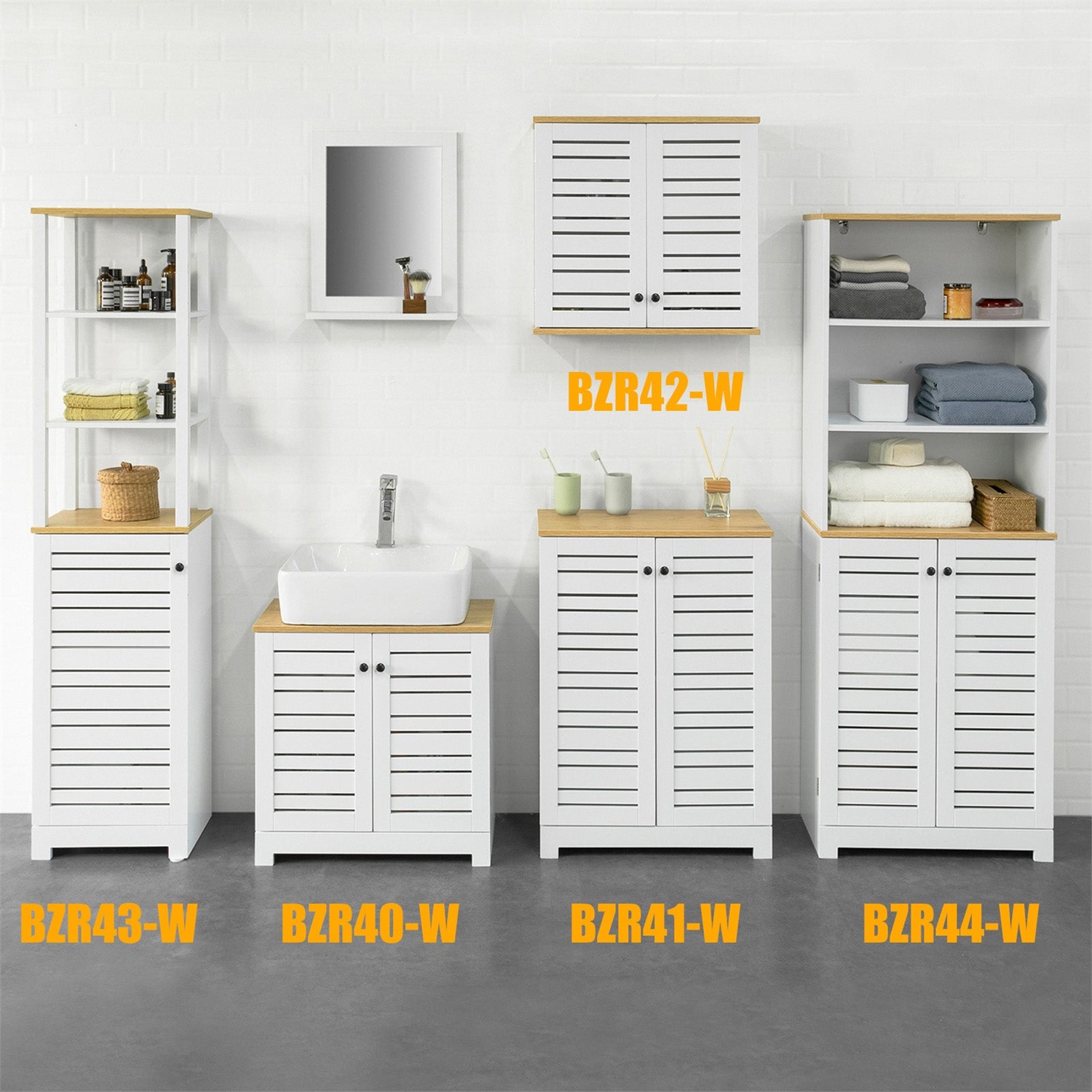 SoBuy BZR43-W Armadio da Bagno Alto e Stretto Salvaspazio con 3 Scomparti Aperti e Anta a Doghe - Colonna Bagno in MDF Bianco/Naturale, 160x40x30 cm