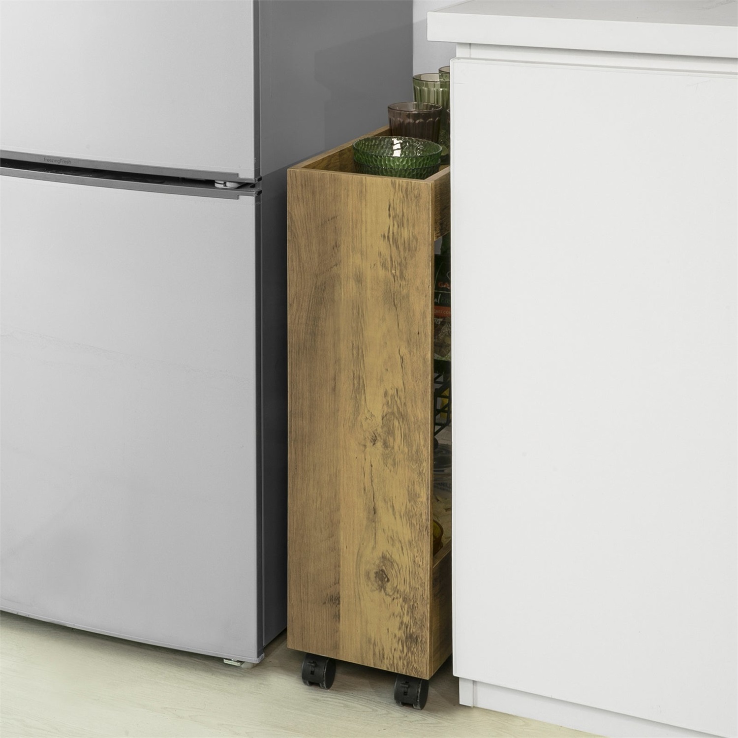 SoBuy BZR46-N Carrello Salvaspazio a 3 Piani con Ruote per Cucina e Bagno