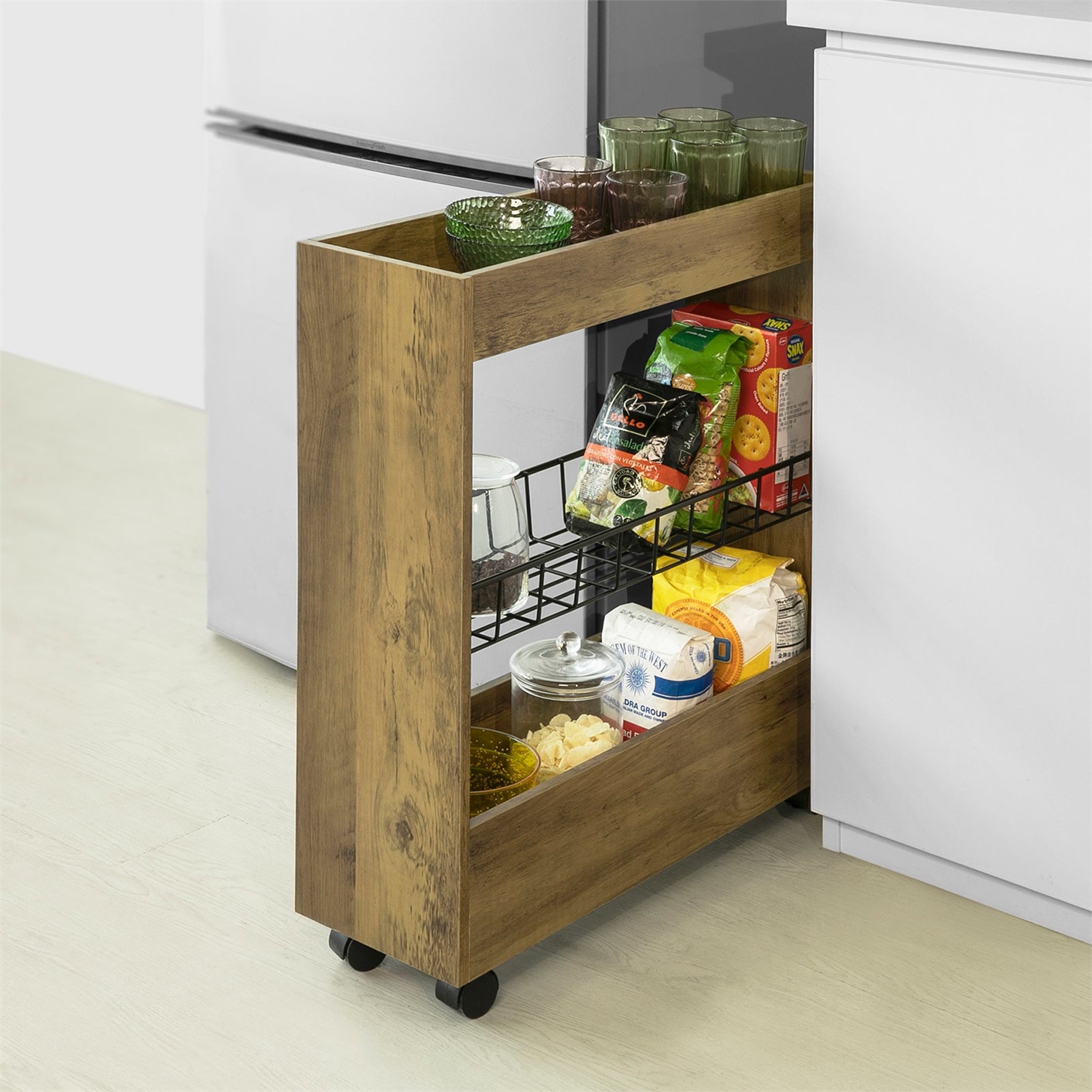 SoBuy BZR46-N Carrello Salvaspazio a 3 Piani con Ruote per Cucina e Bagno