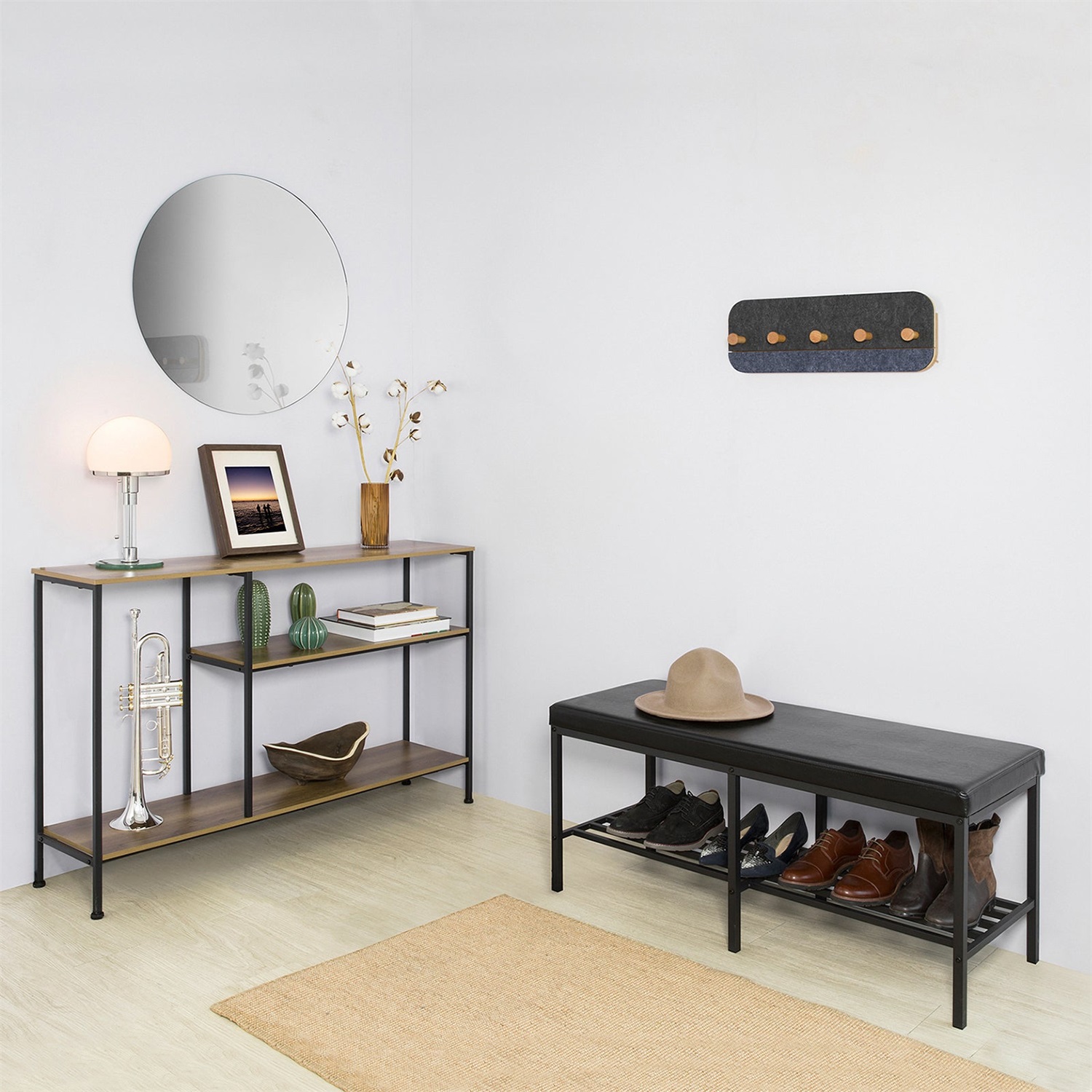 SoBuy Consolle Vintage FSB35-PF con 3 Ripiani in Metallo e Legno - Tavolo da Corridoio Salvaspazio