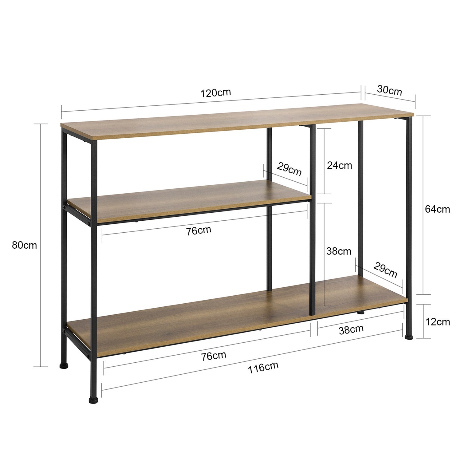 SoBuy Consolle Vintage FSB35-PF con 3 Ripiani in Metallo e Legno - Tavolo da Corridoio Salvaspazio