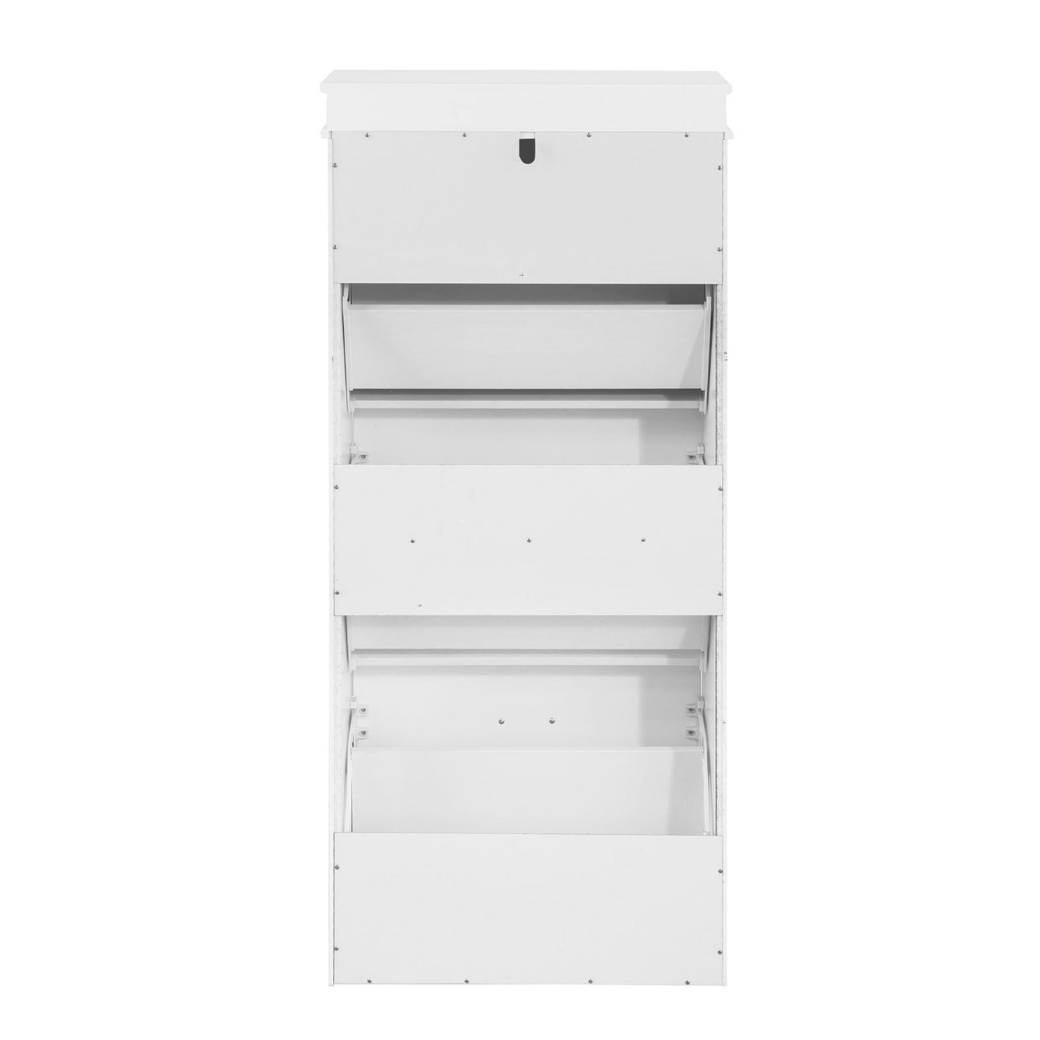 SoBuy FSR94-W Scarpiera Salvaspazio Slim con 3 Ante a Ribalta, Capacità fino a 12 Paia di Scarpe, Dimensioni 54x24x117 cm, Struttura in MDF