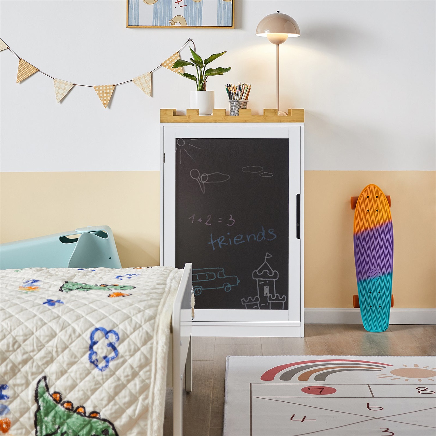 SoBuy Cassettiera per Bambini - Scaffale per Libri e Armadietto Portaoggetti L63xP30xA100cm in Legno Massello di Bambù