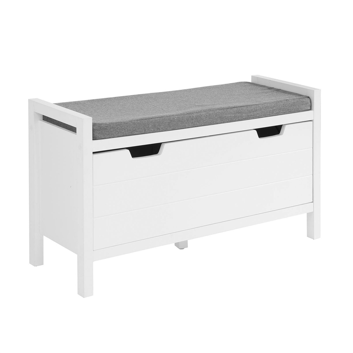 SoBuy FSR97-W Panca Scarpiera con Cuscino, Spazio di Archiviazione, Design Moderno, Bianco, L91*P30*A50 cm, Carico Massimo 120 kg