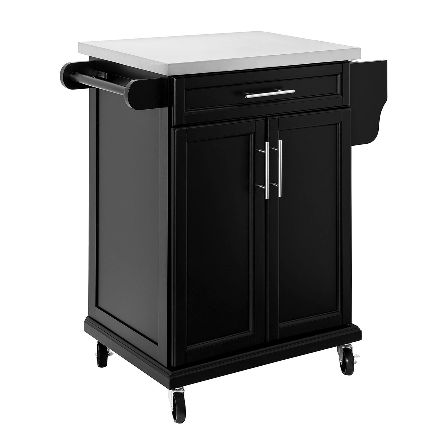 SoBuy Carrello Cucina Salvaspazio Nero con Ruote - Mobiletto 80x46x90 cm, Credenza e Dispensa