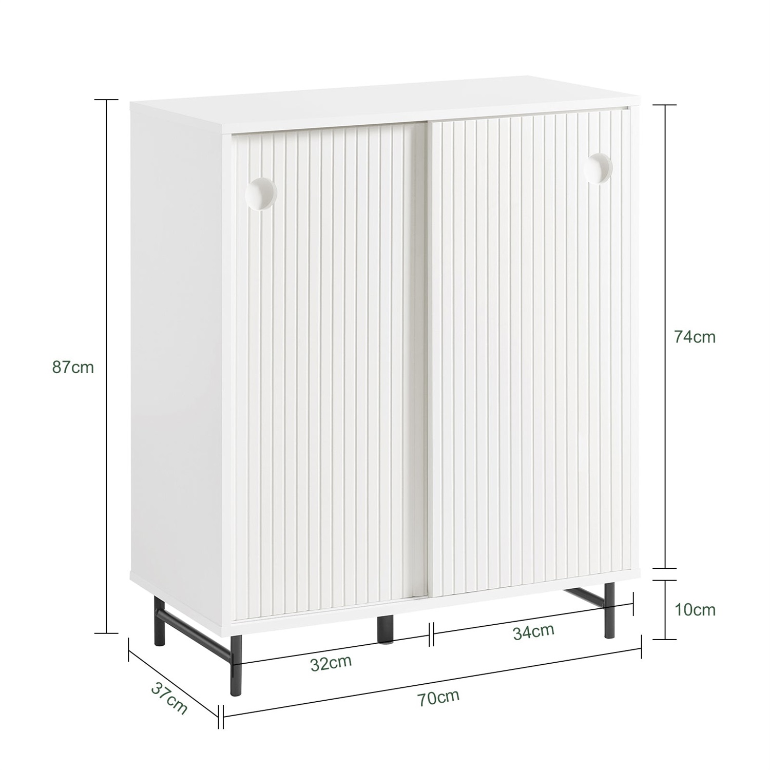 SoBuy FSB62-W Armadio per Scarpe con Ante Scorrevoli, Mobile da Cucina Salvaspazio in Legno con Gambe in Bambù, Design Elegante, Bianco, 70x37x87cm