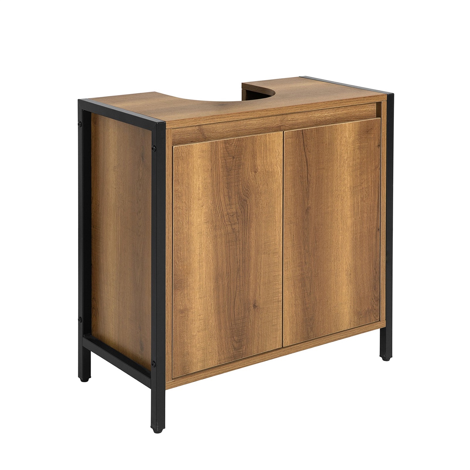 SoBuy Mobiletto Sottolavabo da Bagno in Legno BZR63-II-PF con 2 Ante e Ripiano, 60x30x60 cm