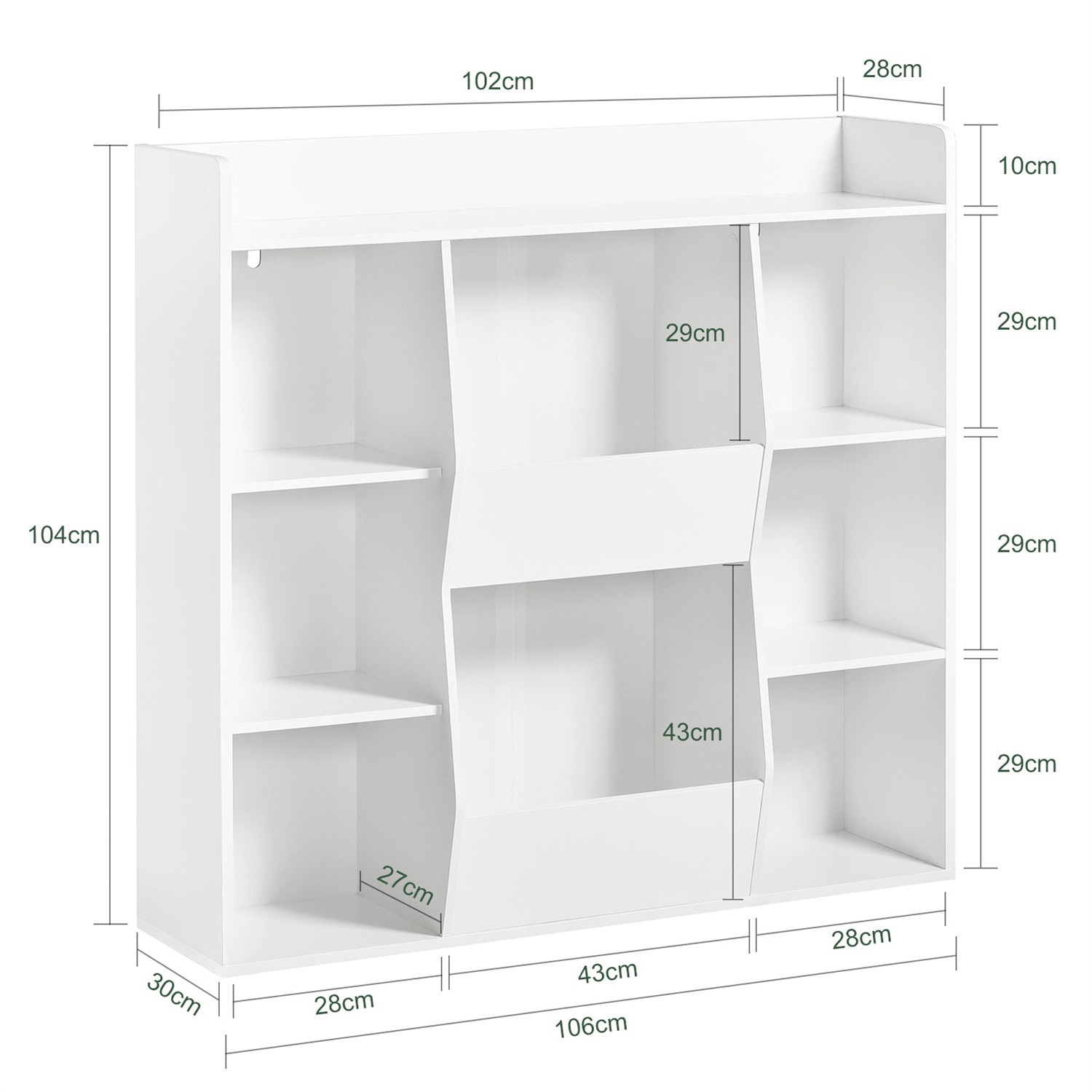SoBuy Libreria Montessoriana per Bambini - Scaffale Portagiochi con 8 Scomparti Aperti, Dimensioni 106x30x104 cm, Bianco