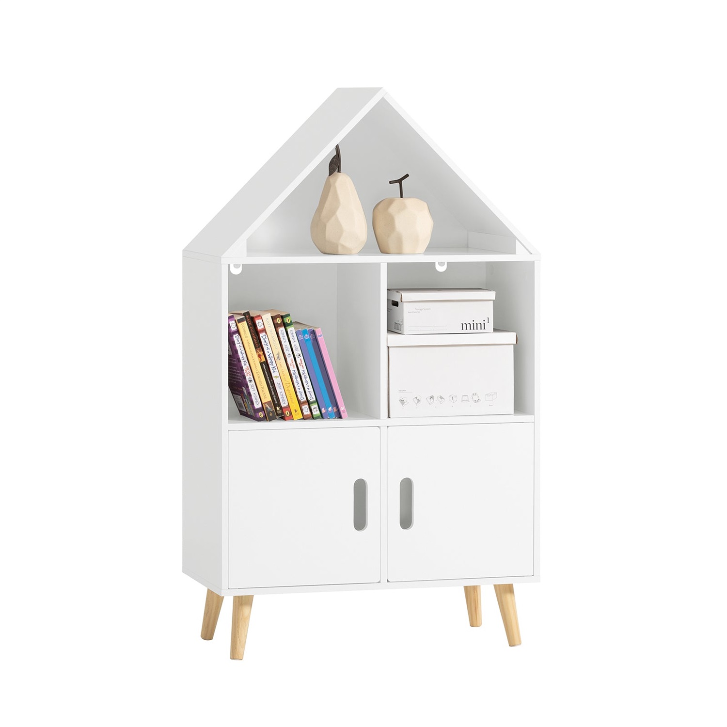SoBuy KMB58-W Scaffale per Bambini con Libreria di Design - Scaffale per Giocattoli e Mensola Portaoggetti Bianco