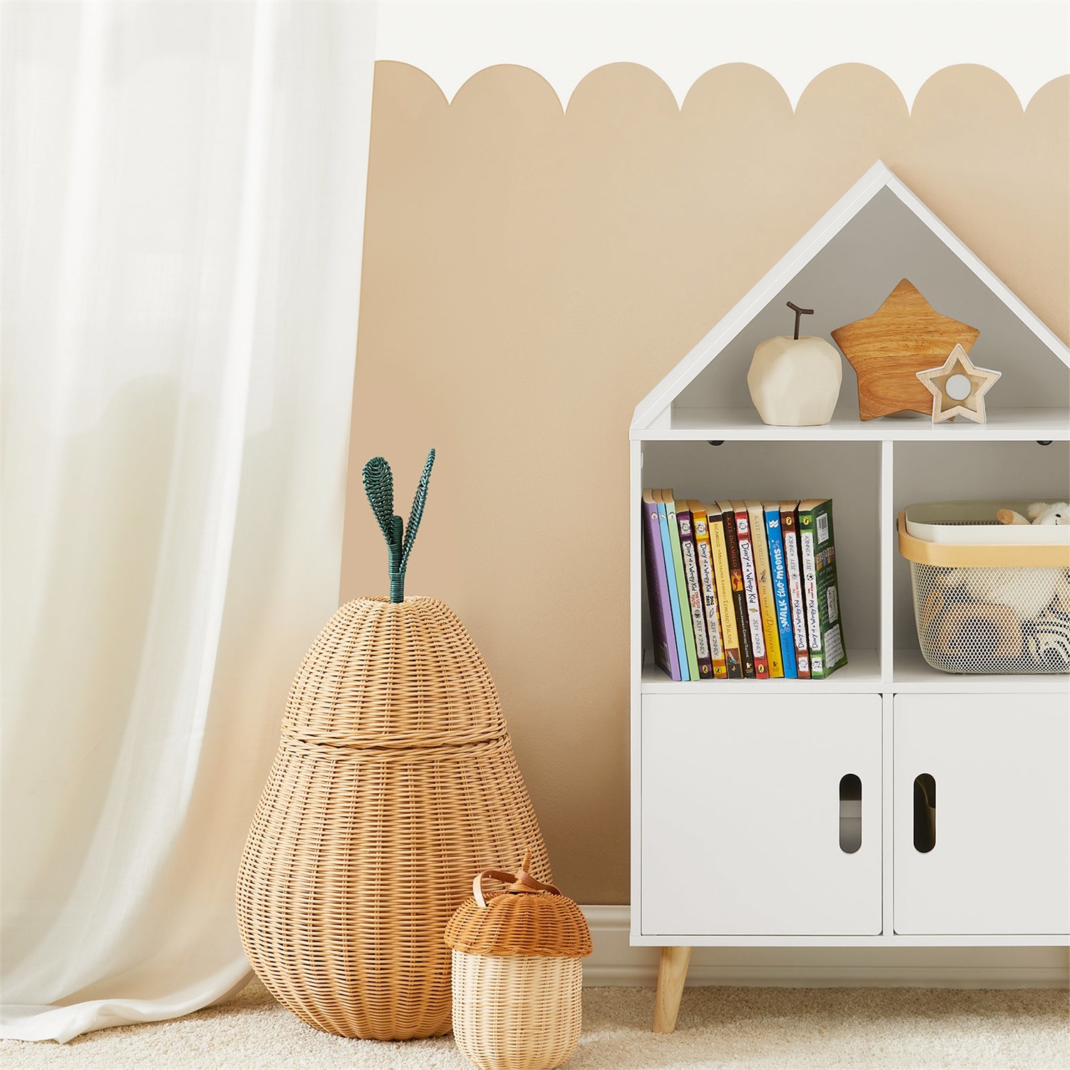 SoBuy KMB58-W Scaffale per Bambini con Libreria di Design - Scaffale per Giocattoli e Mensola Portaoggetti Bianco