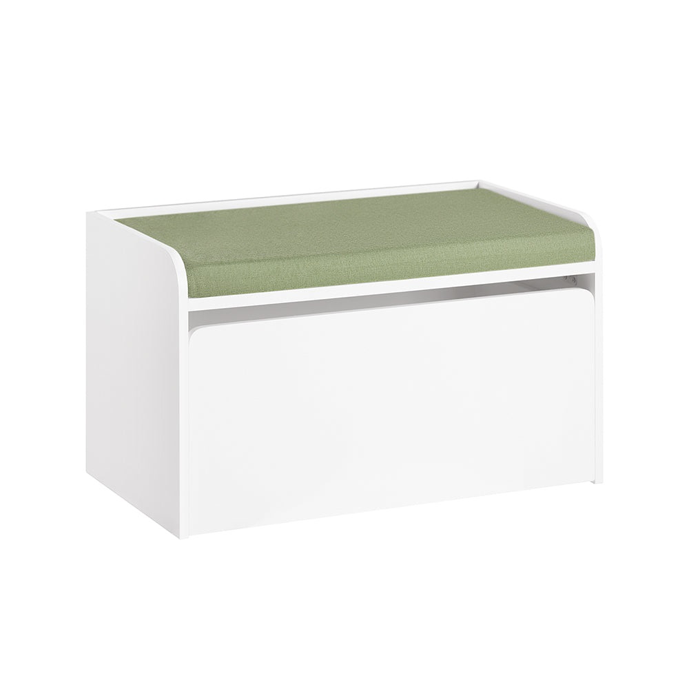 SoBuy KMB80-W Cassapanca Portagiochi per Bambini con Cuscino, Scatola Portaoggetti e Panca per Scarpe - Bianco